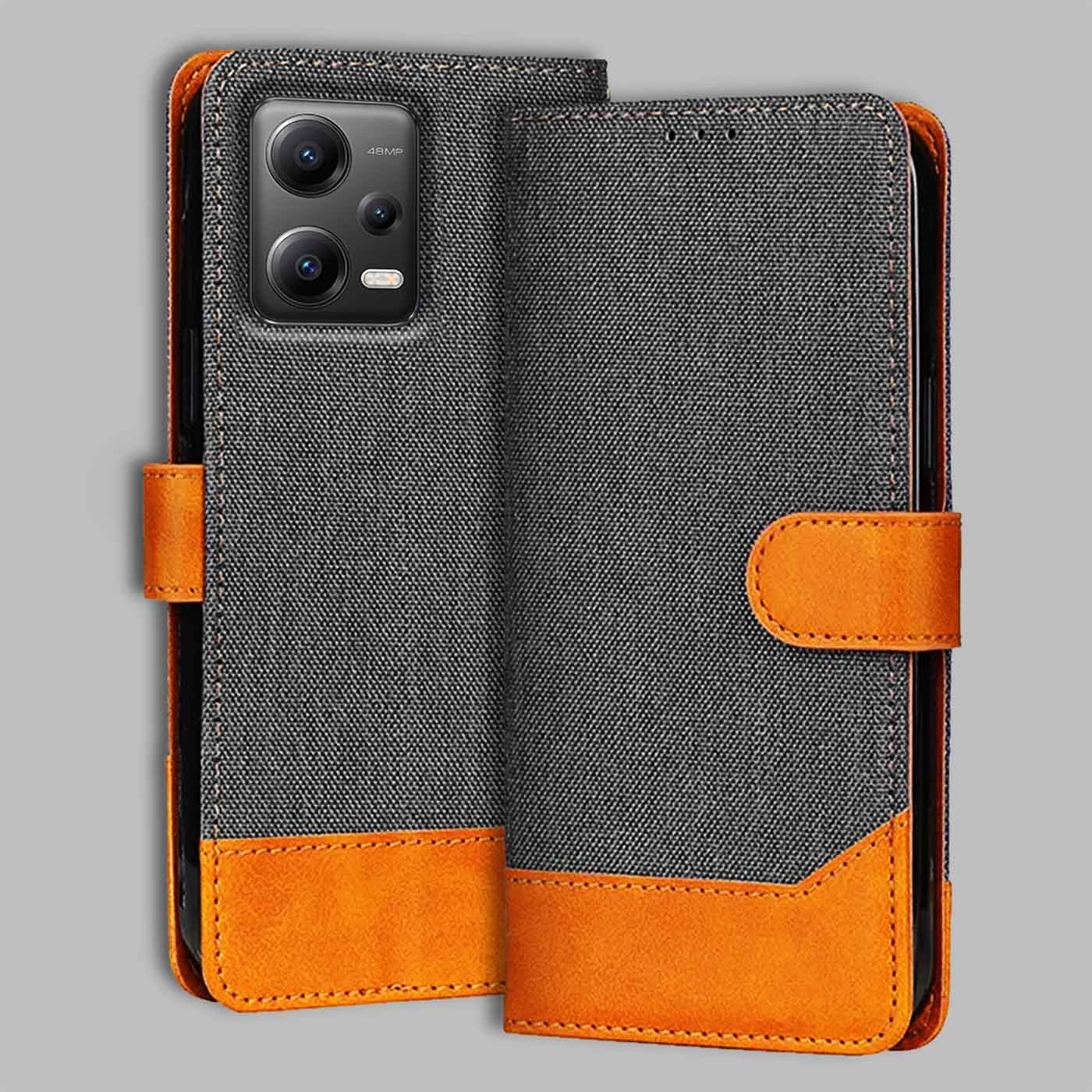 Accesorios Poco X5 5G denim flip cover – Grey – Image 1 #color_