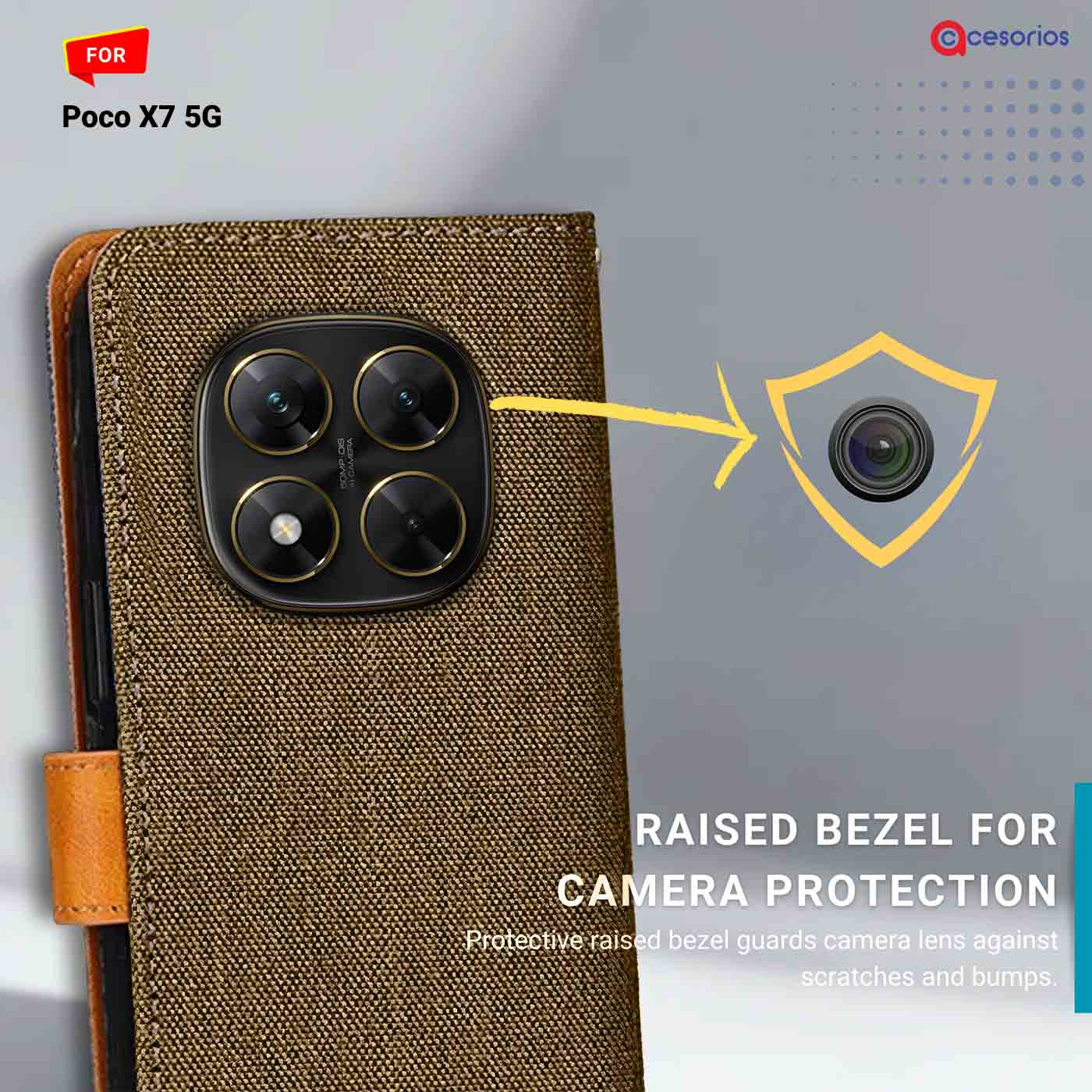 Accesorios Poco X7 5G denim flip cover – Dark Brown – Image 2 #color_dark b
