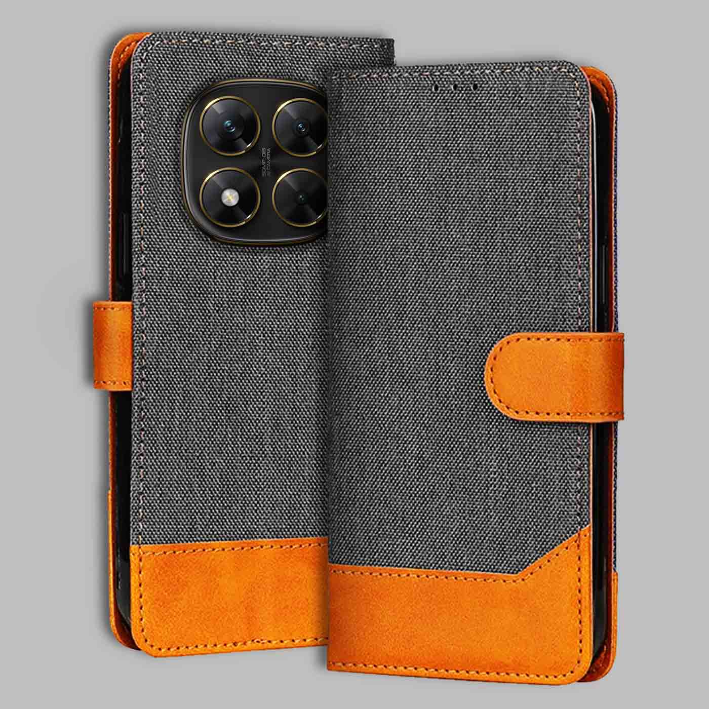 Accesorios Poco X7 5G denim flip cover – Grey – Image 1 #color_