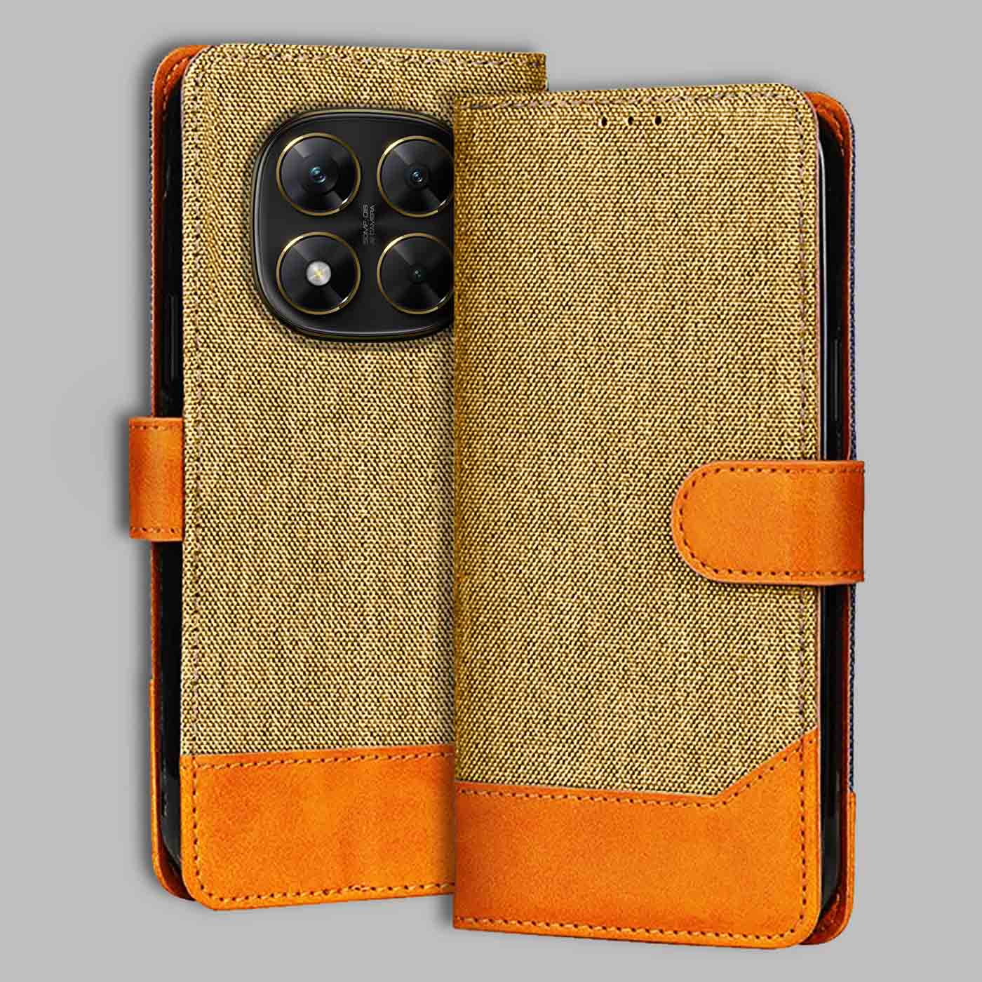 Accesorios Poco X7 5G denim flip cover – Light Brown – Image 1 #color_light b