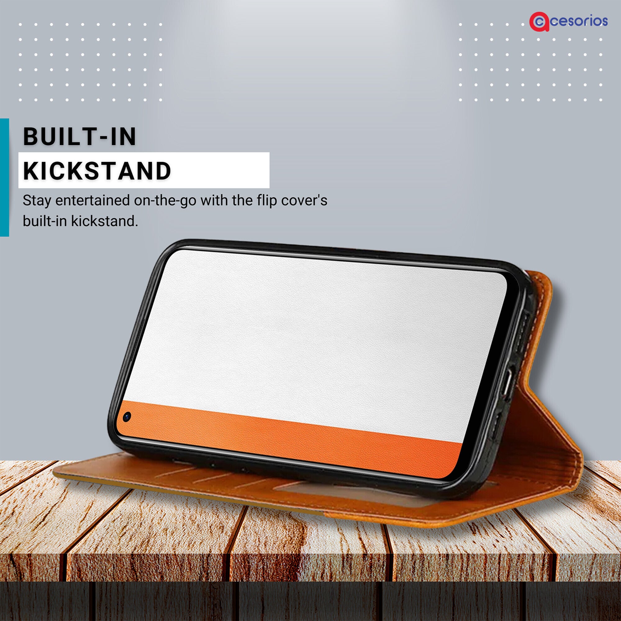 Accesorios Realme 7 Pro denim flip cover – Light Brown – Image 4 #color_light brown