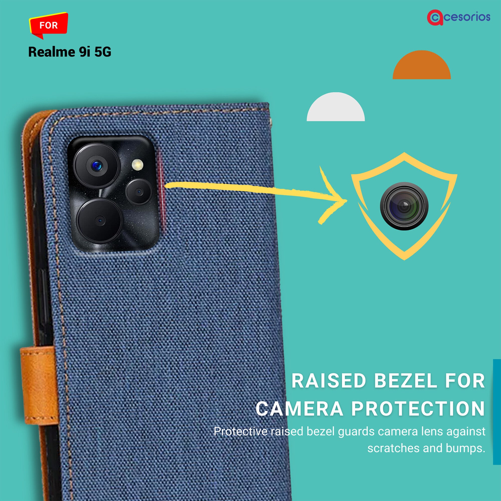 Accesorios Realme 9I 5G denim flip cover – Blue – Image 2 #color_blue