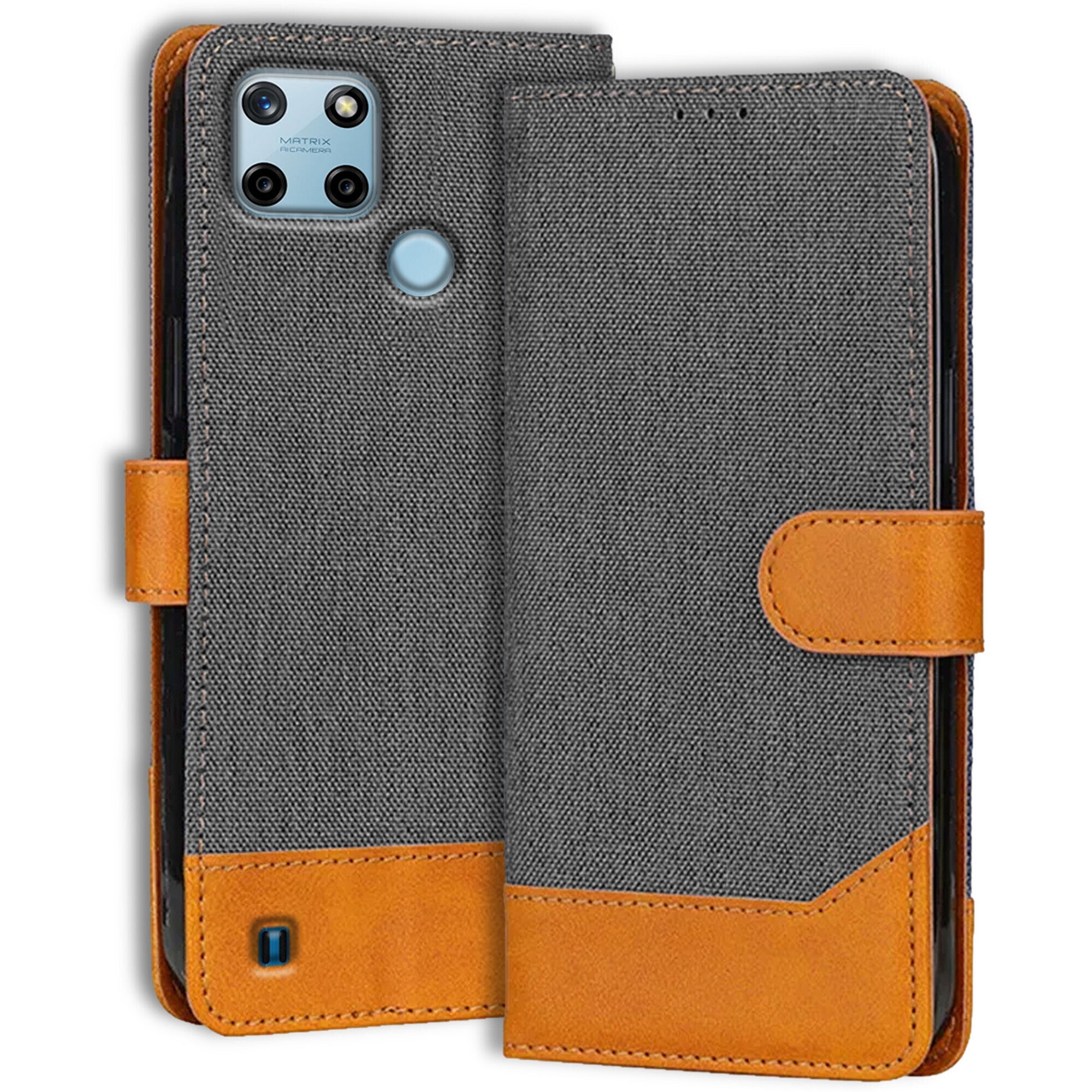 Accesorios Realme C25Y denim flip cover – Grey – Image 1 #color_grey