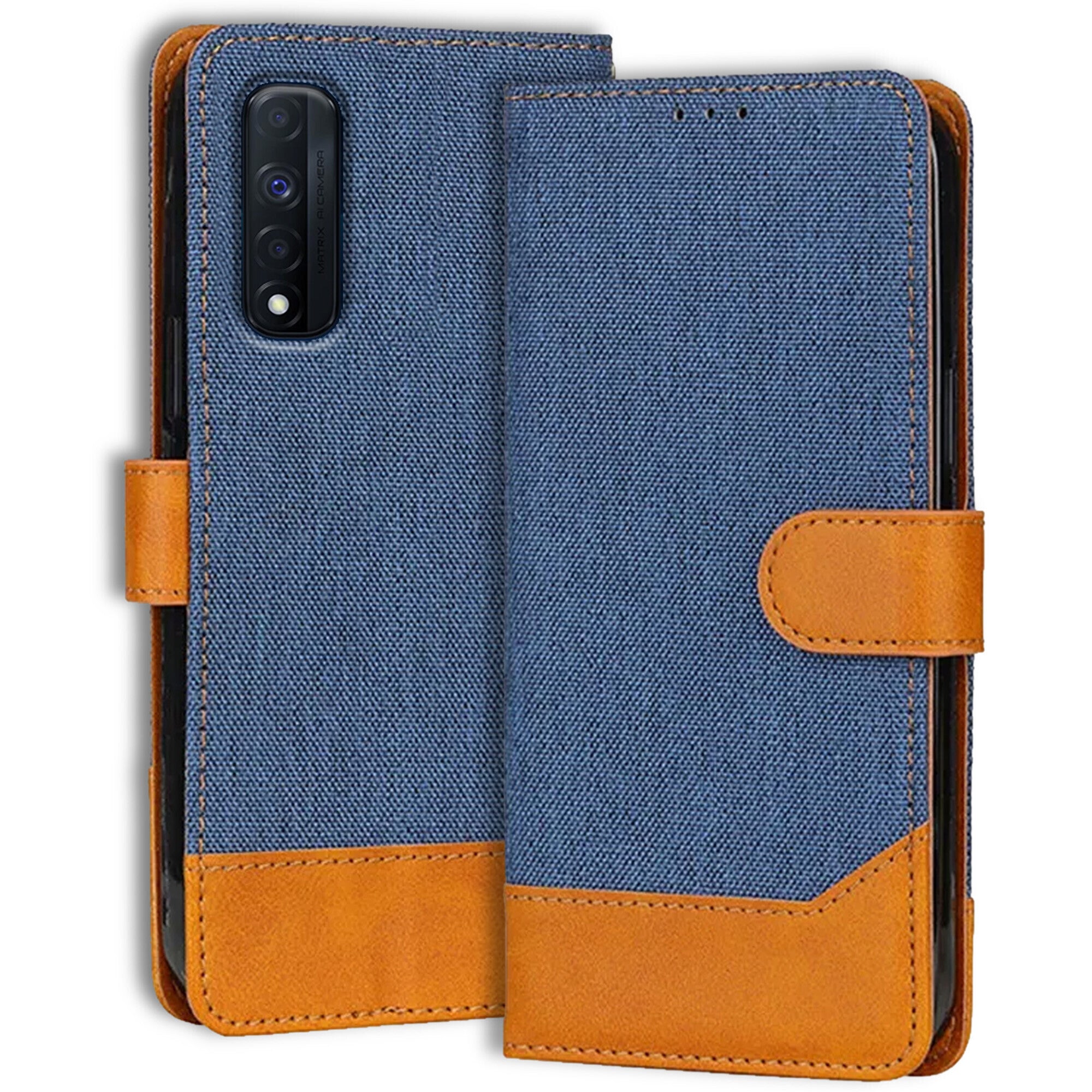 Accesorios Realme Narzo 30 4G denim flip cover – Blue – Image 1 #color_blue