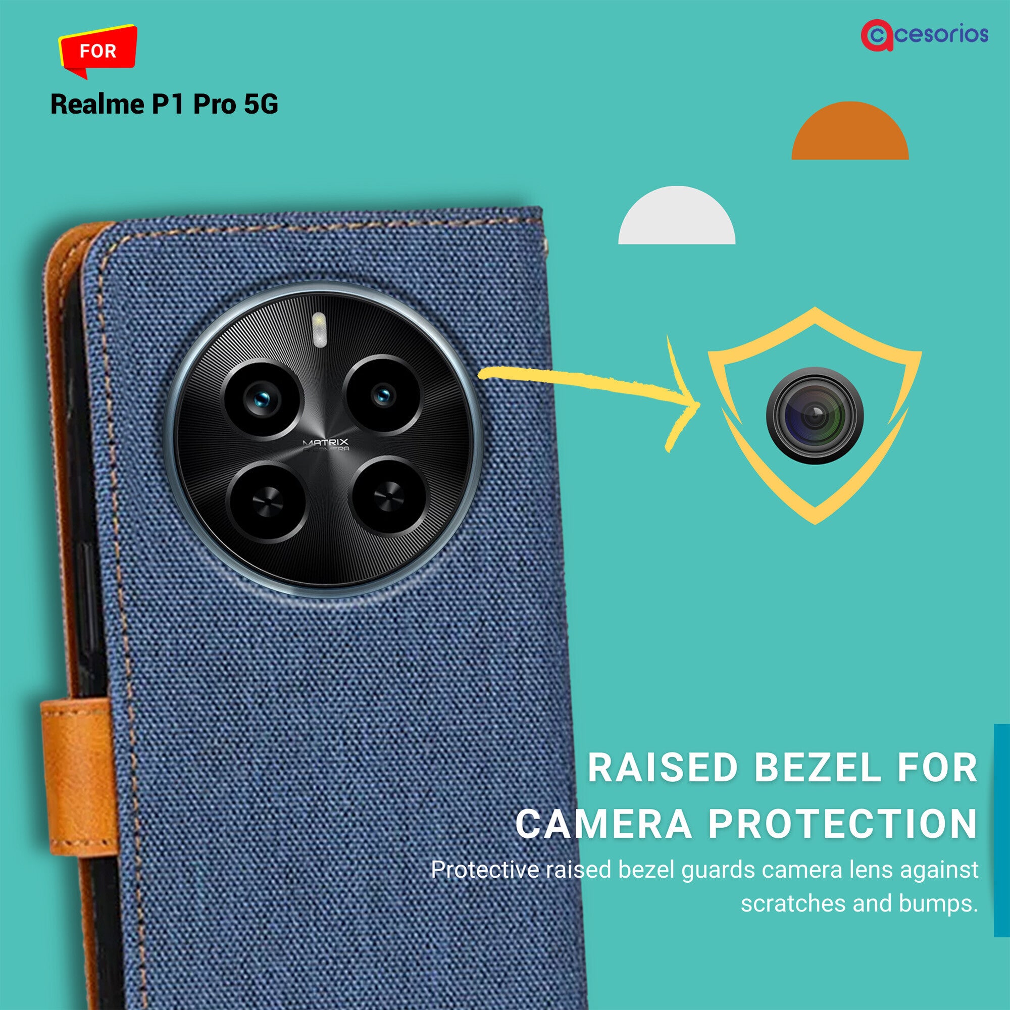 Accesorios Realme P1 Pro 5G denim flip cover – Blue – Image 2 #color_blue