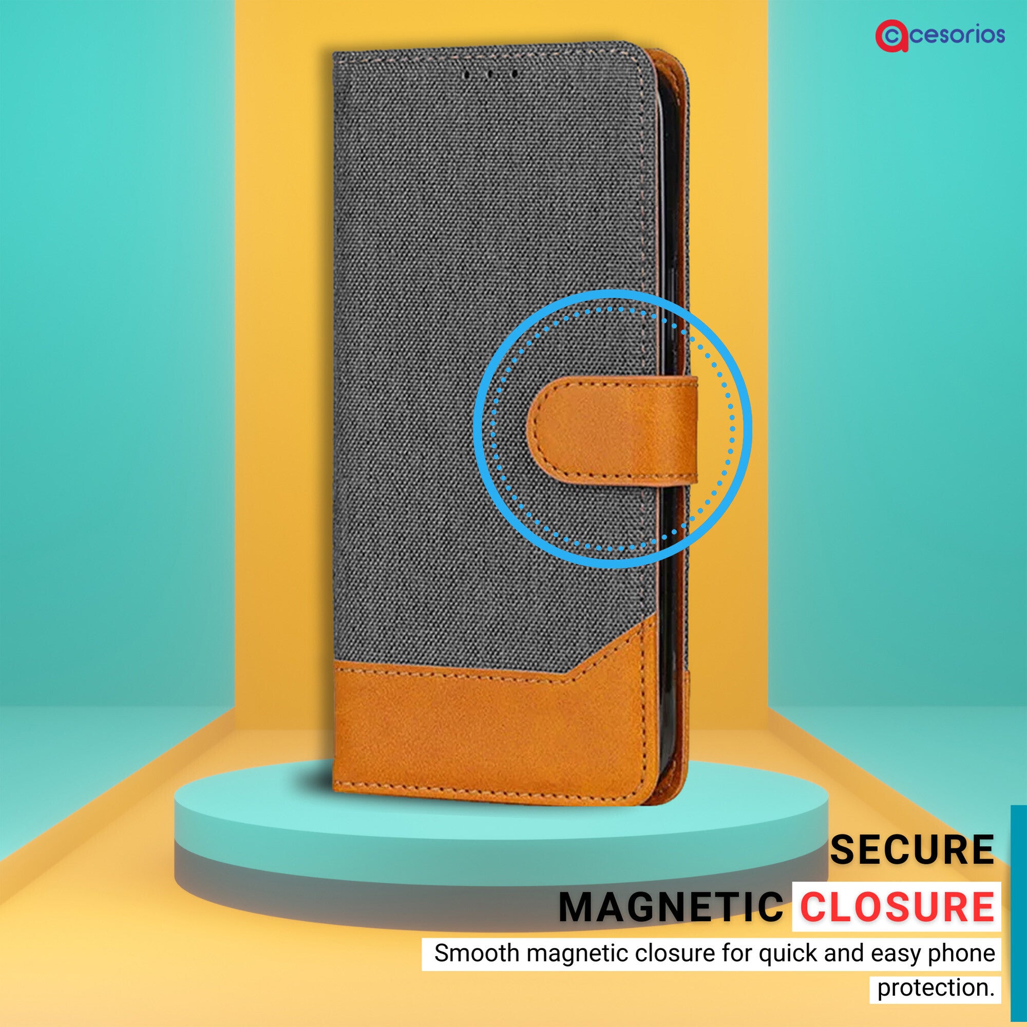Accesorios Realme U1 denim flip cover – Grey – Image 6 #color_grey