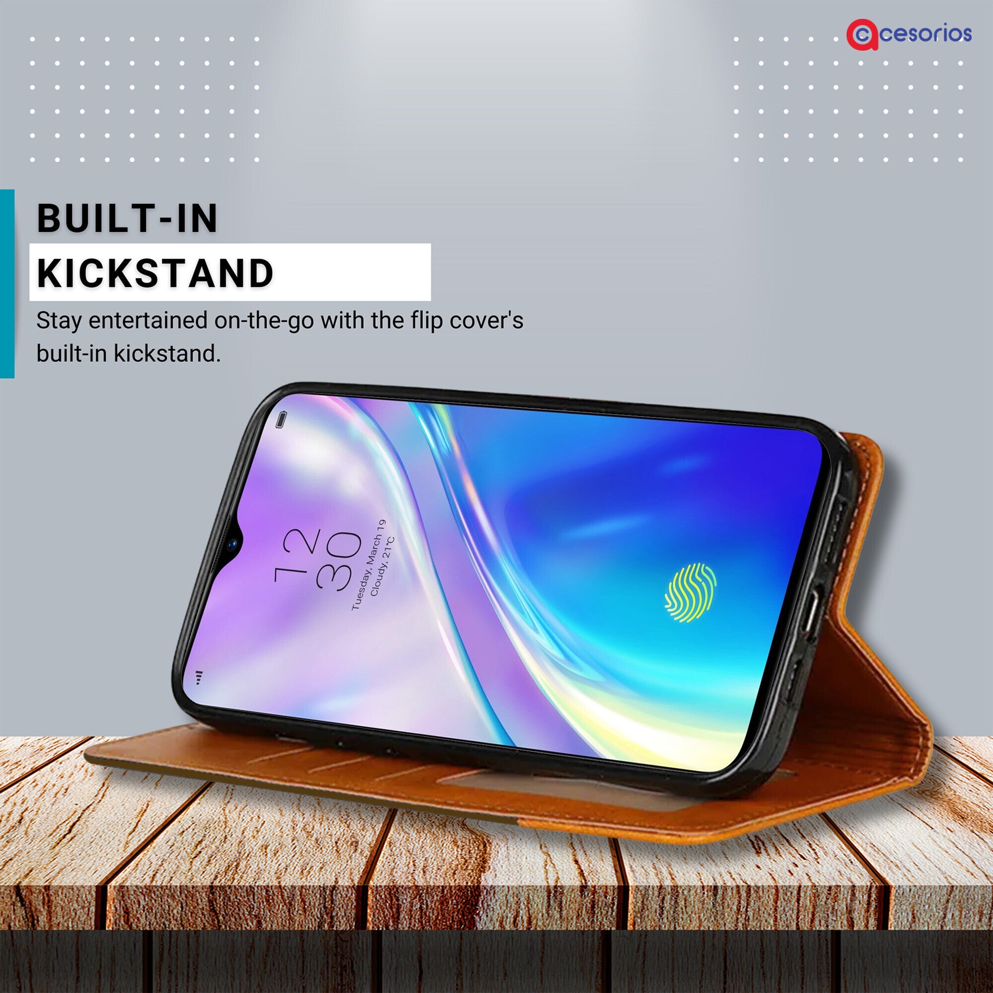 Accesorios Realme Xt denim flip cover – Dark Brown – Image 4 #color_dark brown