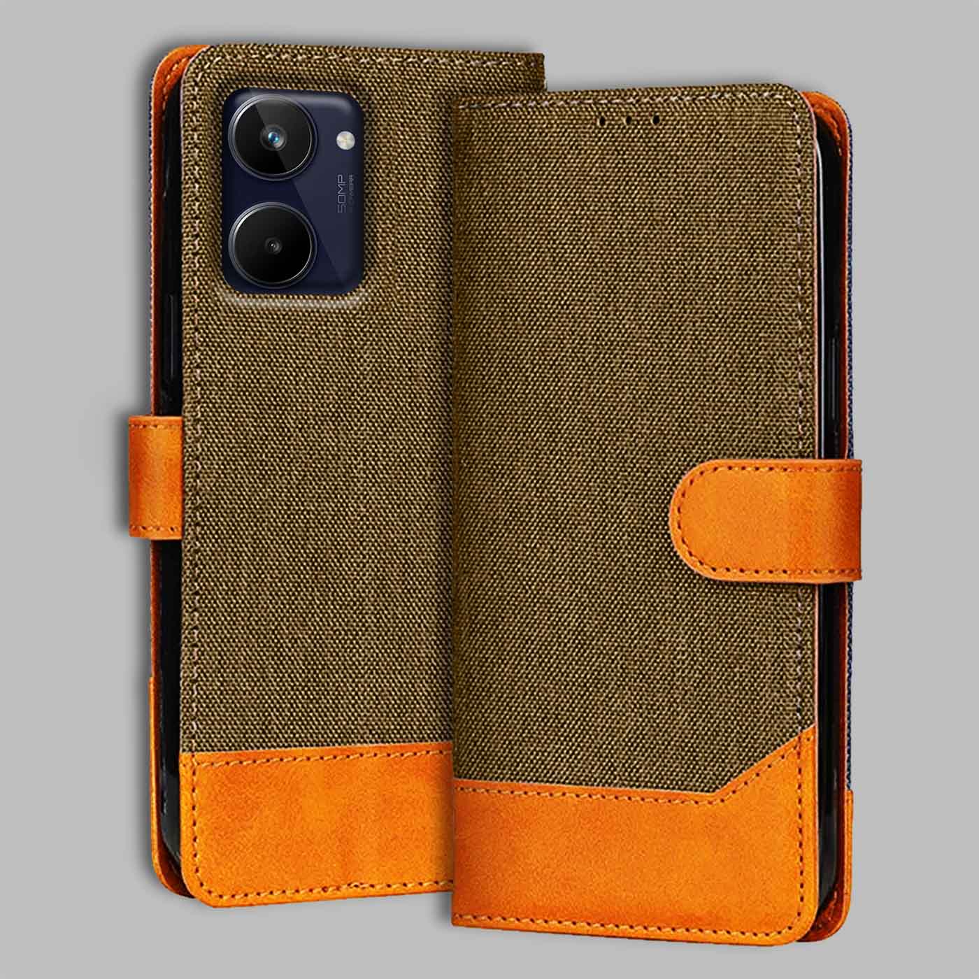 Accesorios Realme 10 denim flip cover – Dark Brown – Image 1 #color_dark b