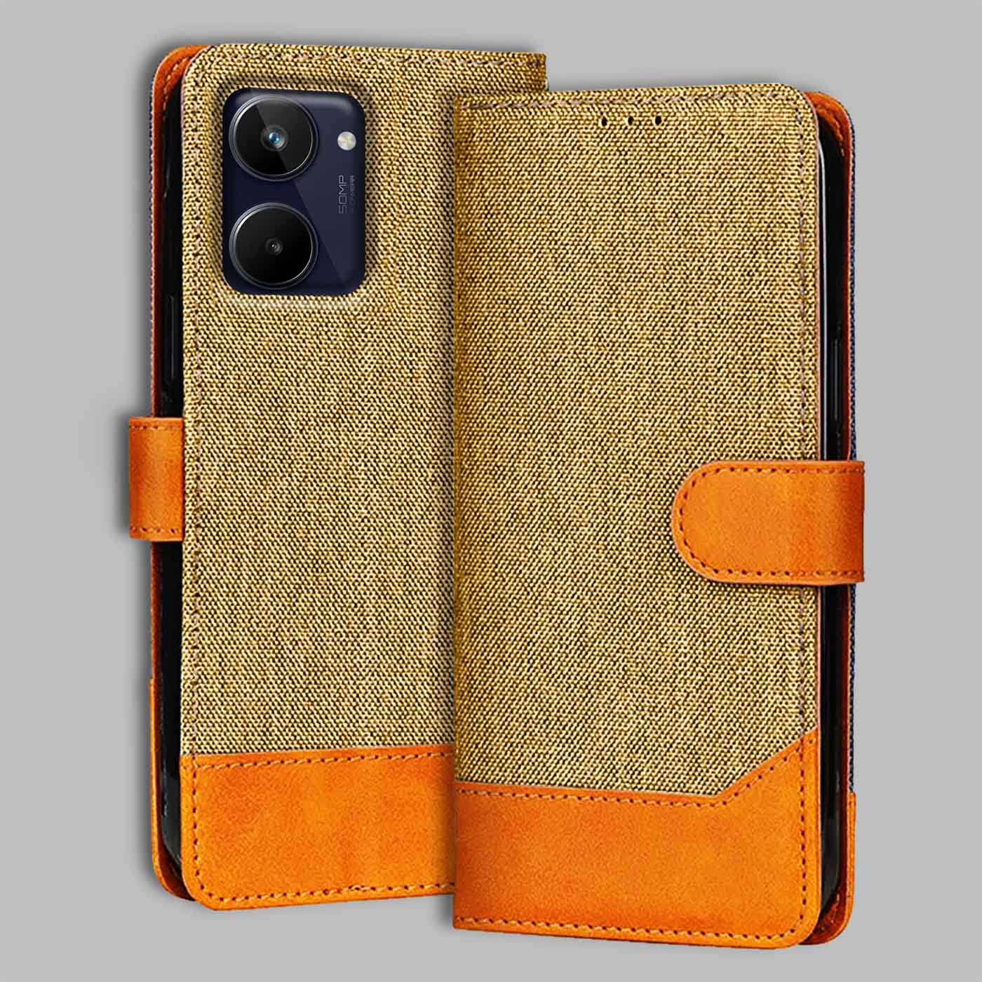 Accesorios Realme 10 denim flip cover – Light Brown – Image 1 #color_light b
