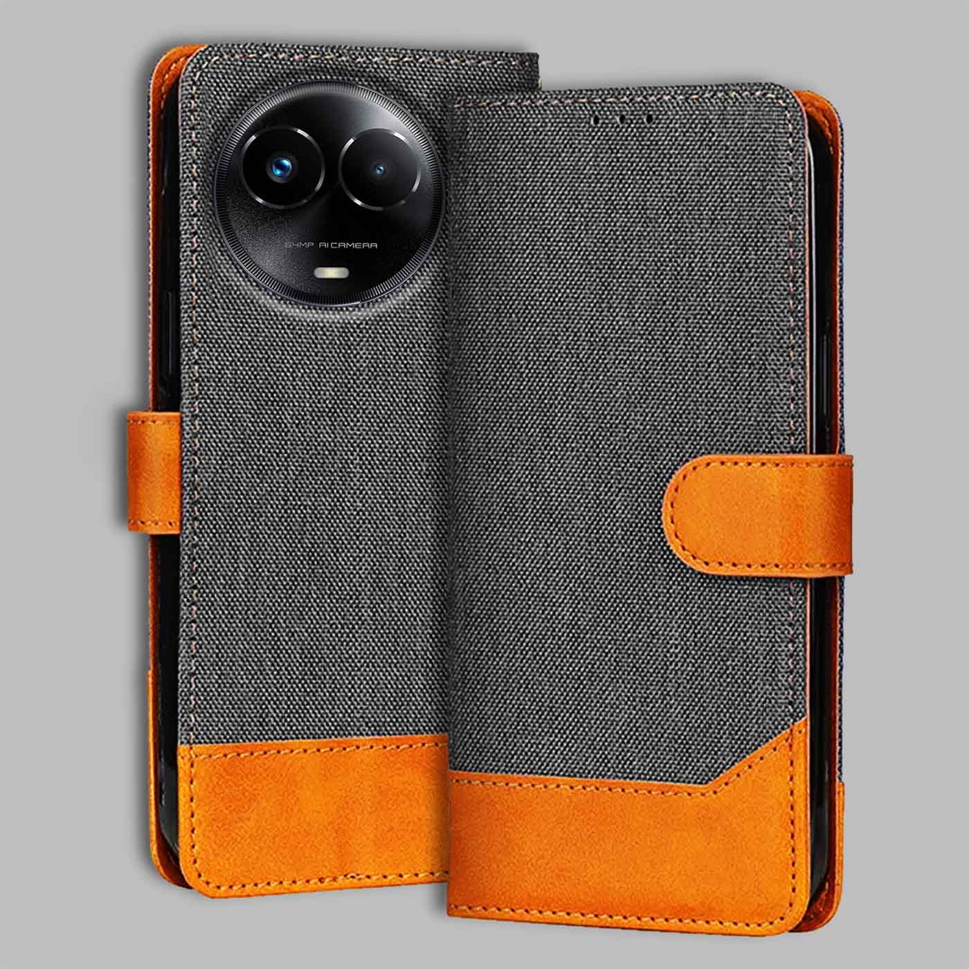 Accesorios Realme 11X 5G denim flip cover – Grey – Image 1 #color_
