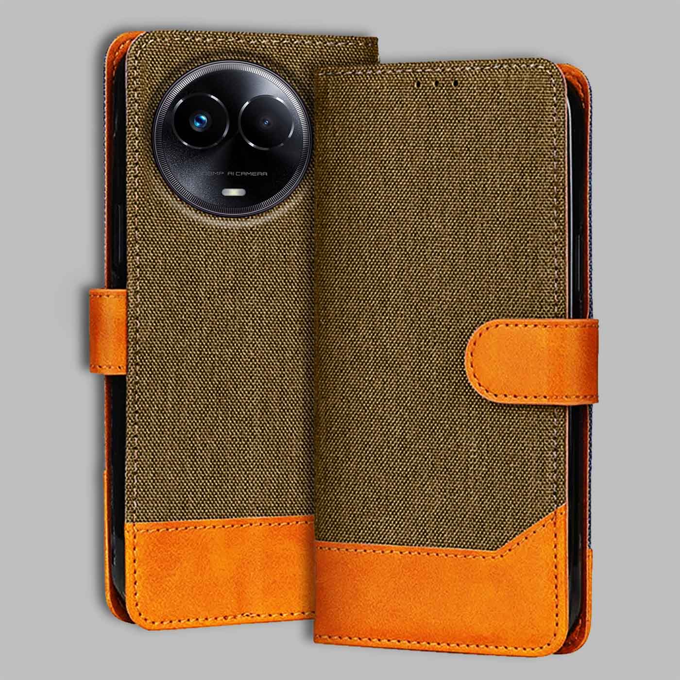 Accesorios Realme 11 5G denim flip cover – Dark Brown – Image 1 #color_dark b