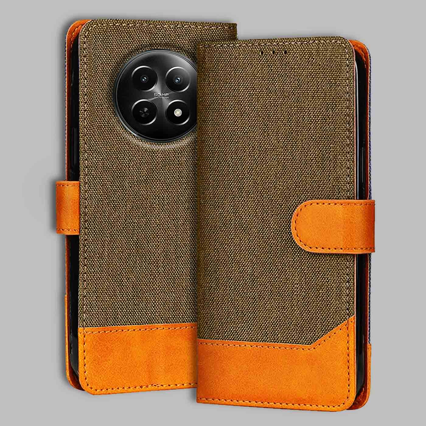 Accesorios Realme 12X denim flip cover – Dark Brown – Image 1 #color_dark b