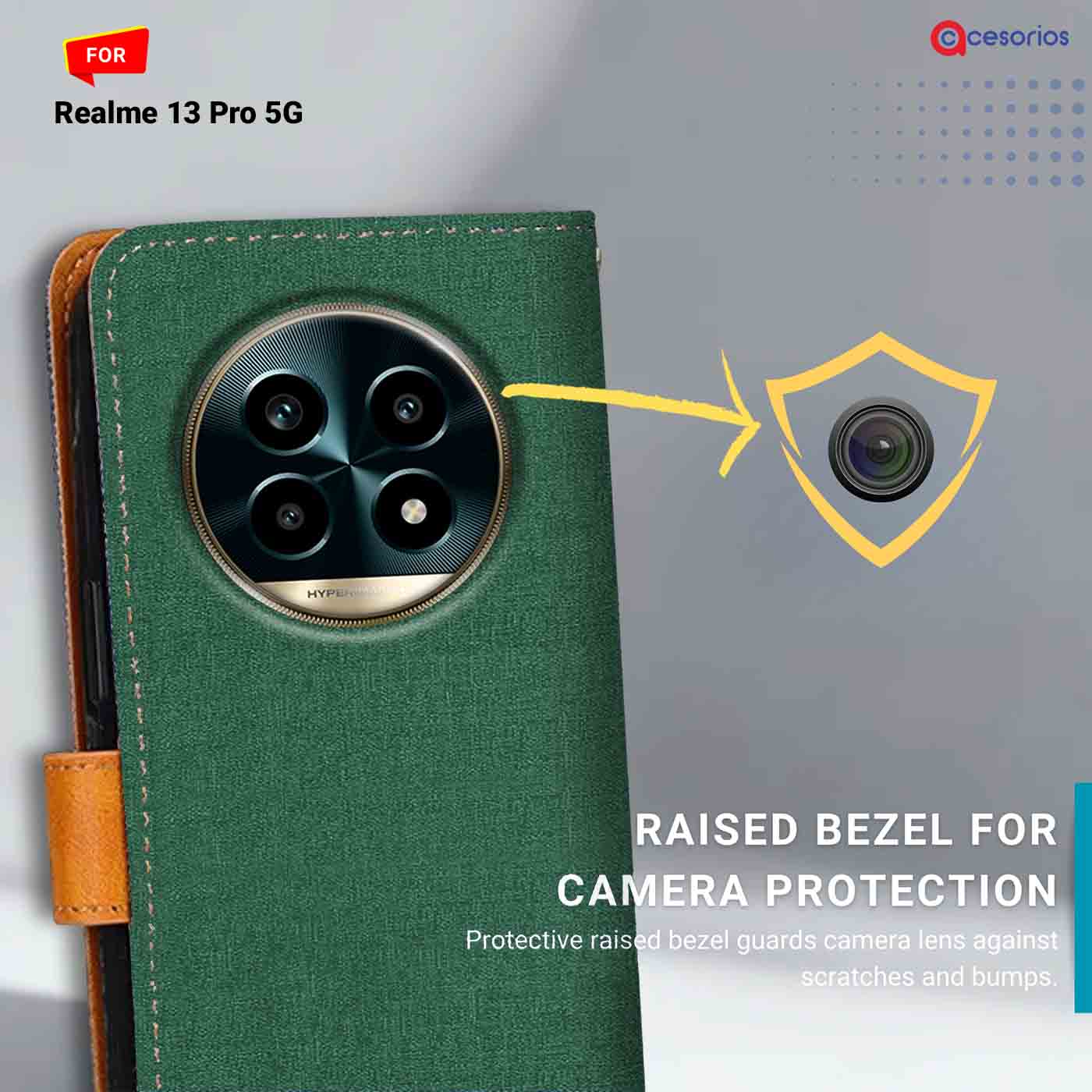 Canvas & Suede back panel — Realme 13 Pro 5G in Green mobile case