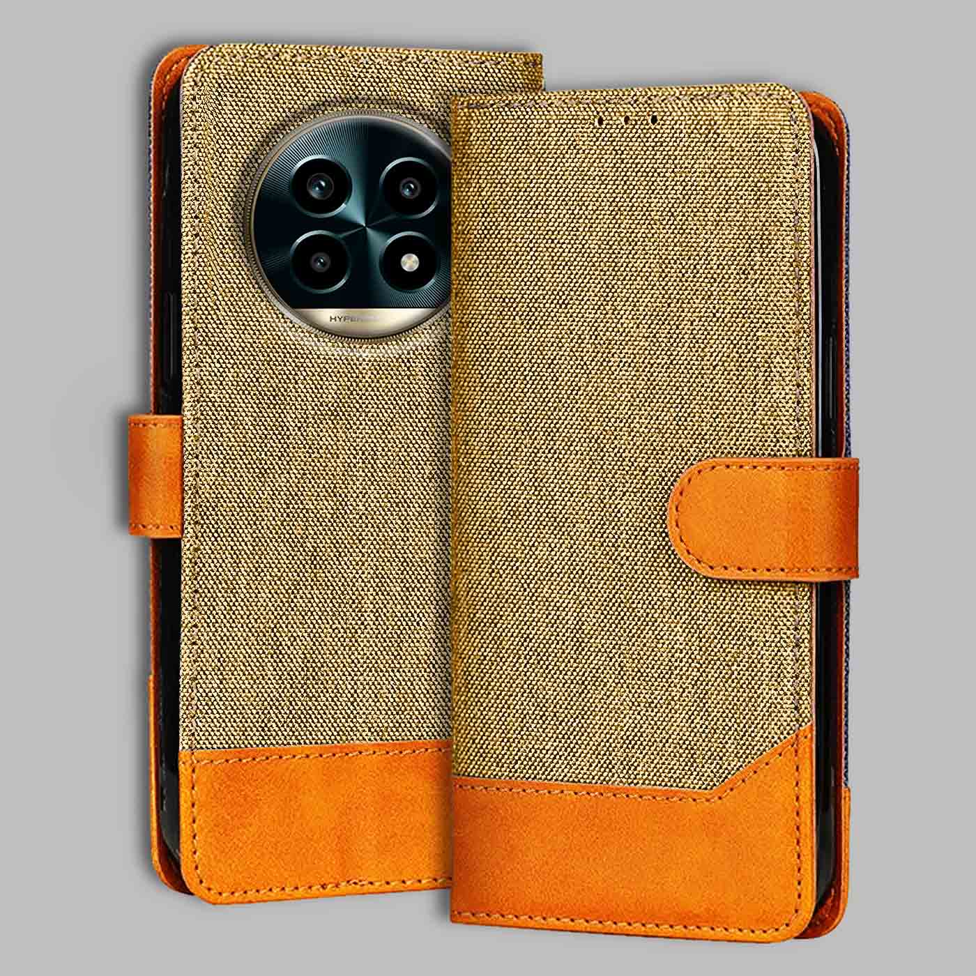 Accesorios Realme 13 Pro 5G denim flip cover – Light Brown – Image 1 #color_light b