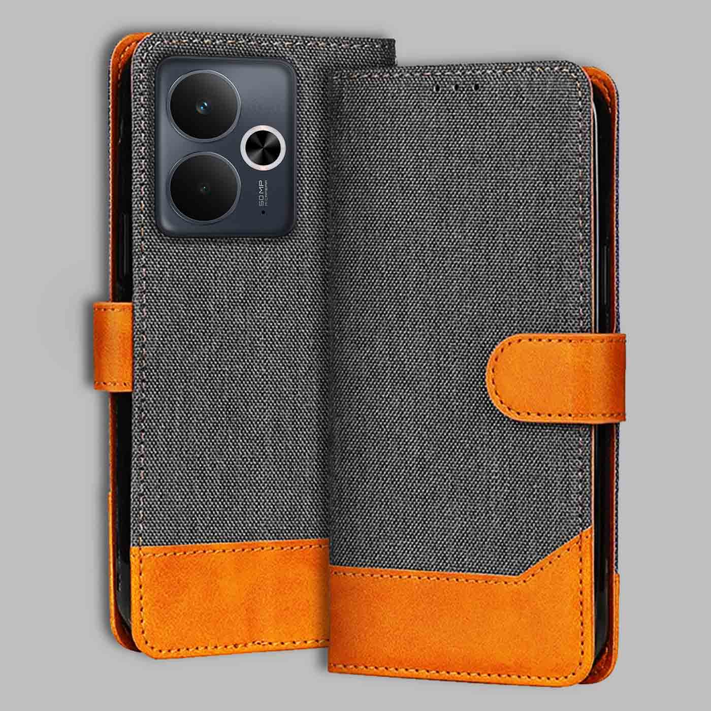 Accesorios Realme 14T 5G denim flip cover – Grey – Image 1 #color_