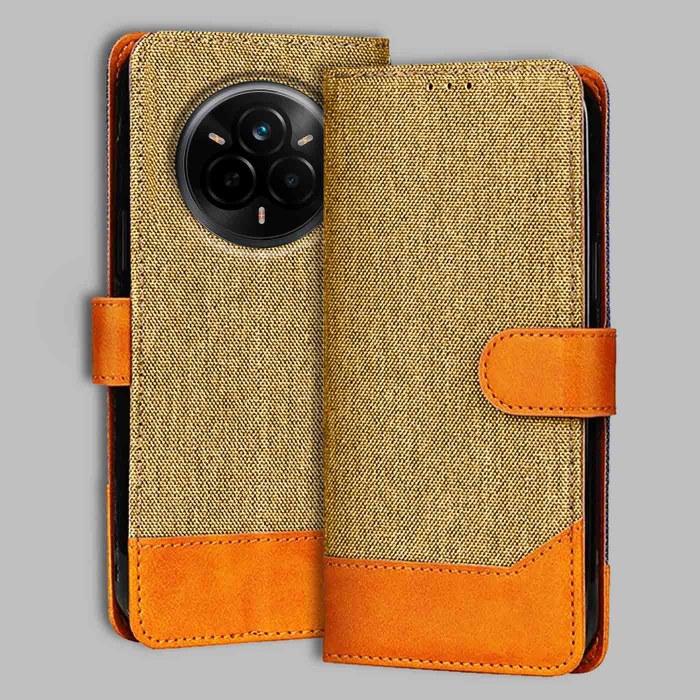Accesorios Realme 14 Pro 5G denim flip cover – Light Brown – Image 1 #color_light b