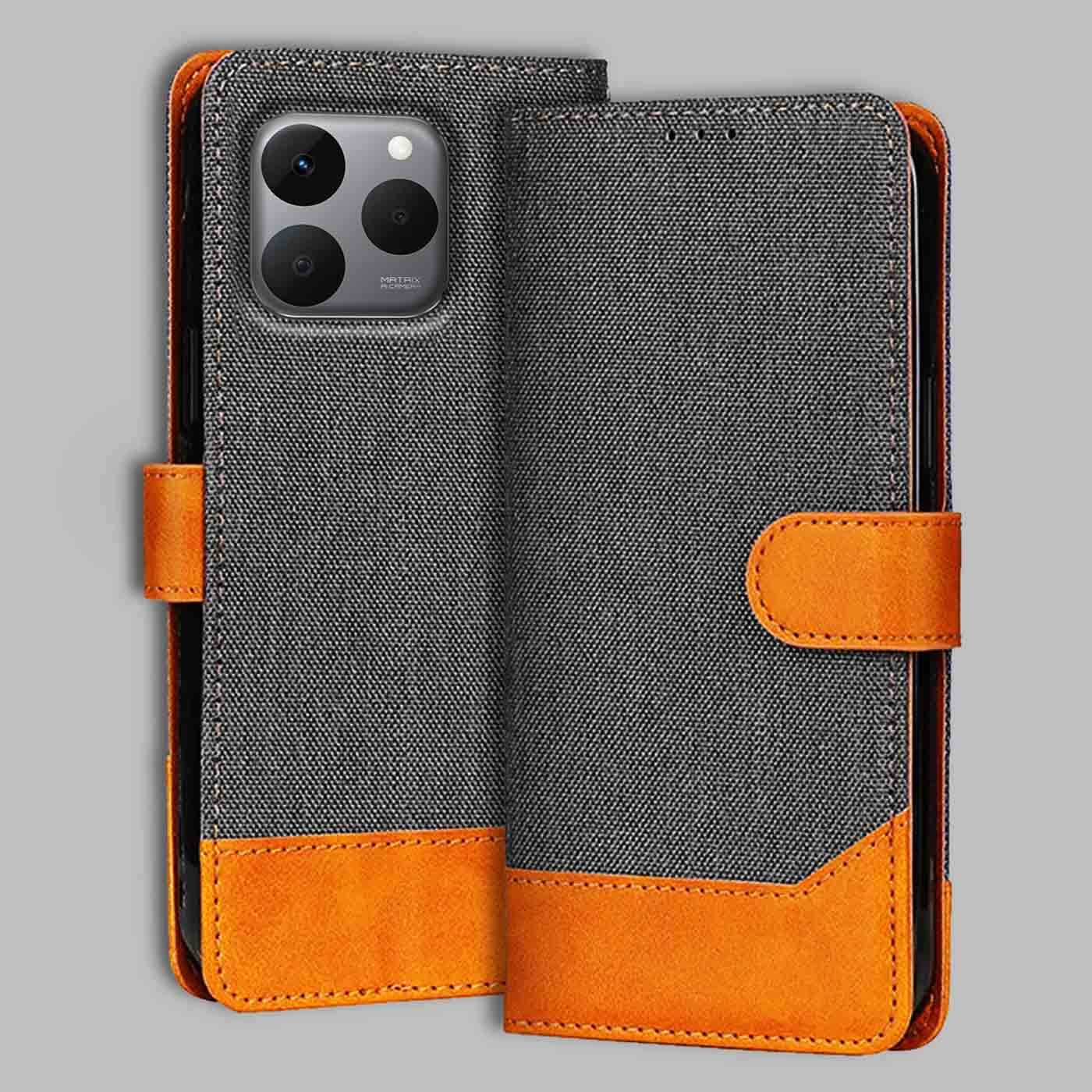 Realme 15T 5G flip cover in Grey — front view by Accesorios