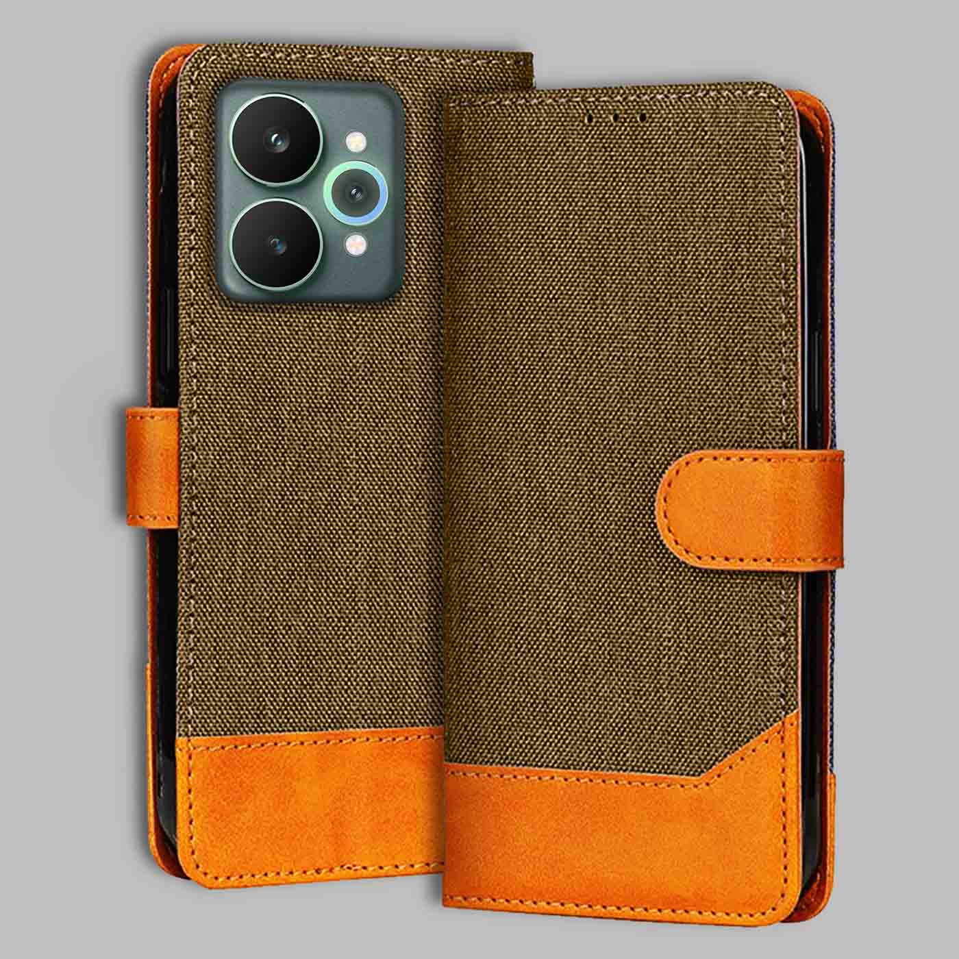 Accesorios Realme 15 5G denim flip cover – Dark Brown – Image 1 #color_dark b