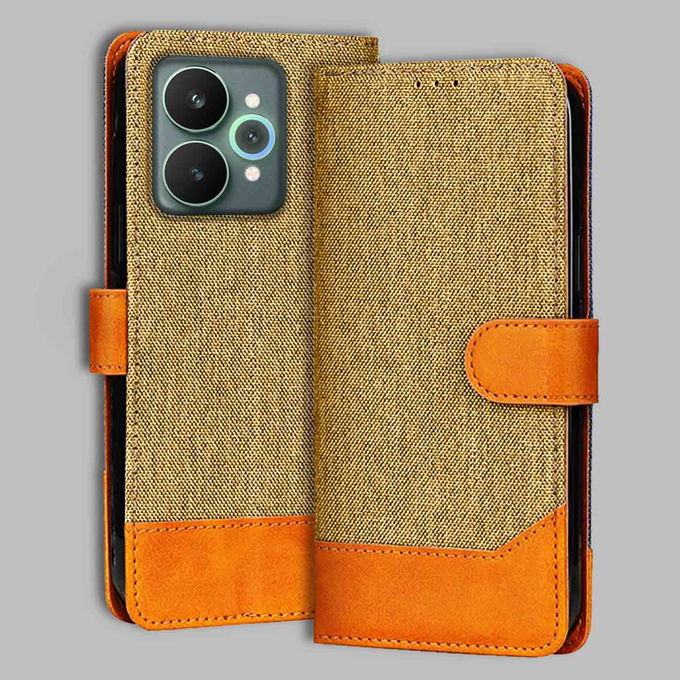Accesorios Realme 15 5G denim flip cover – Light Brown – Image 1 #color_light b