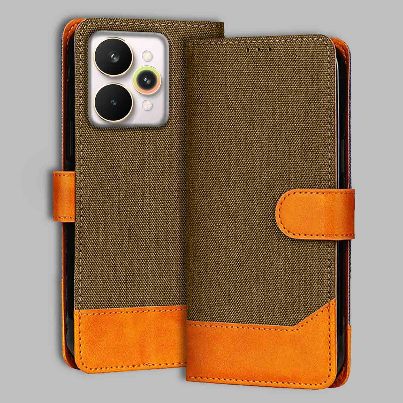 Accesorios Realme 15 Pro 5G denim flip cover – Dark Brown – Image 1 #color_dark b