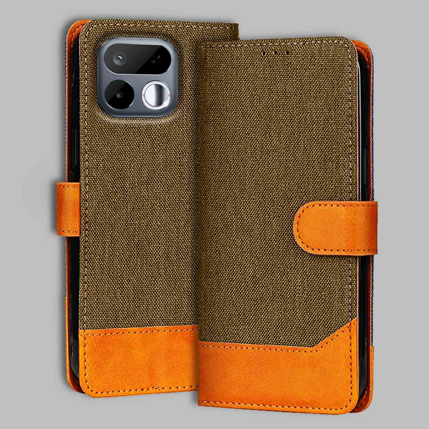 Realme 16T 5G flip cover in Brown — front view by Accesorios