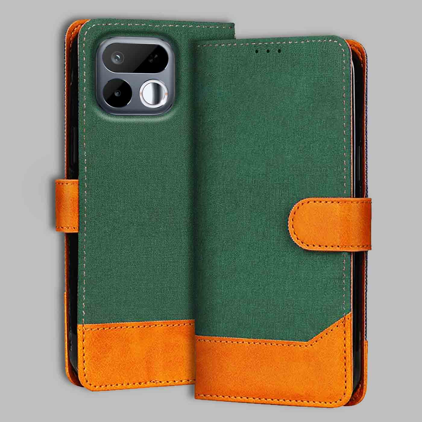 Realme 16T 5G flip cover in Forest Green — front view by Accesorios