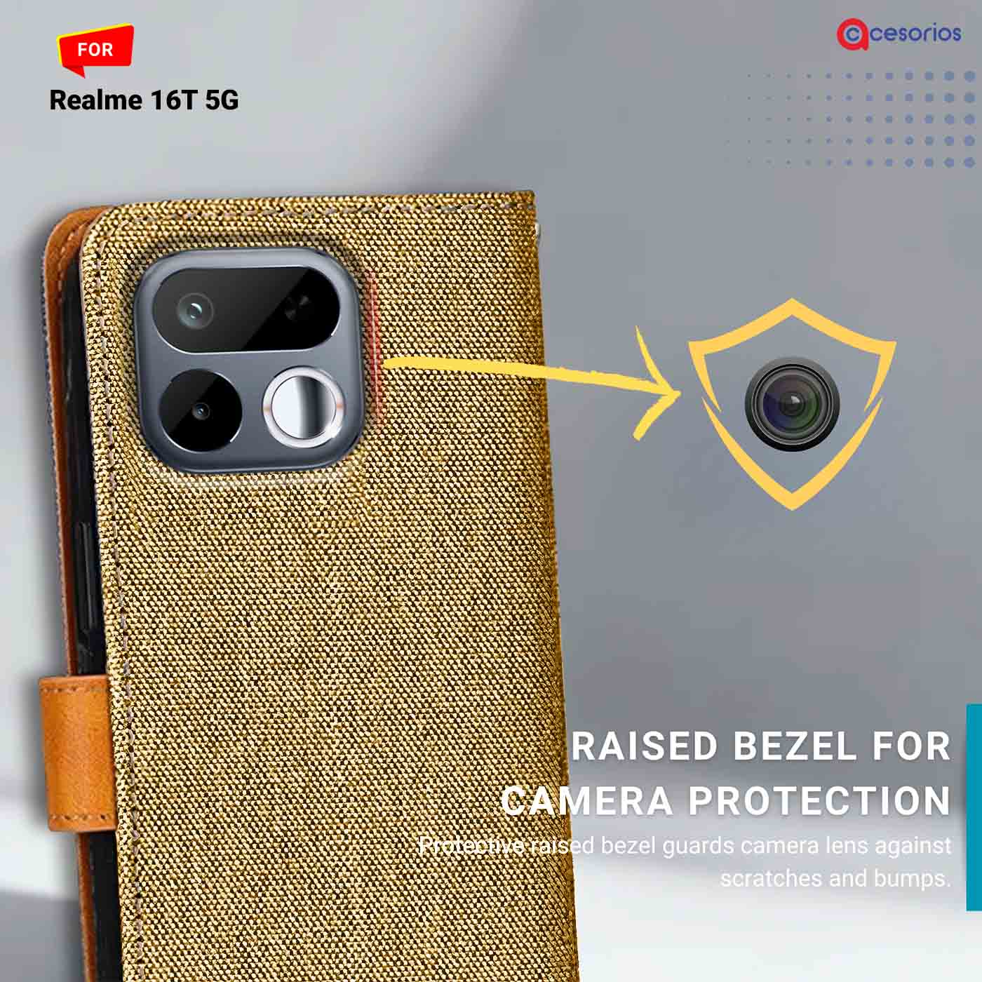 Denim & Leather back panel — Realme 16T 5G mobile case
