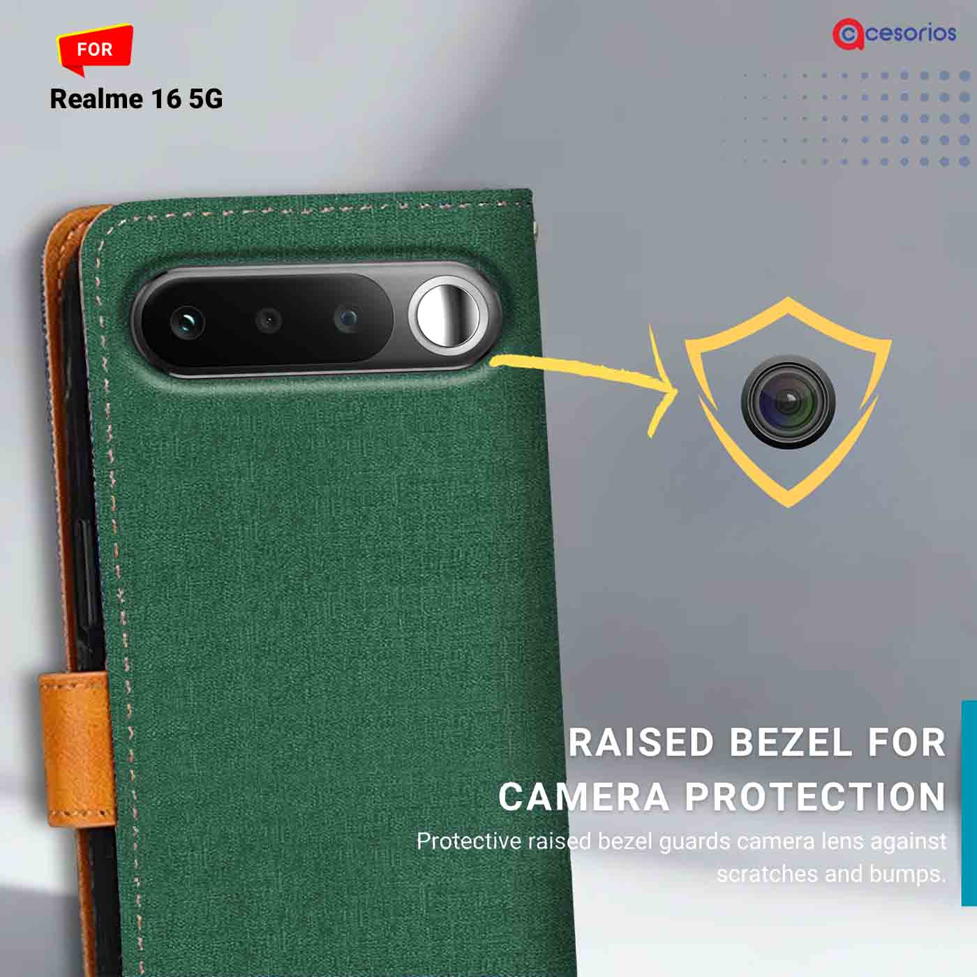 Canvas & Suede back panel — Realme 16 5G in Green mobile case