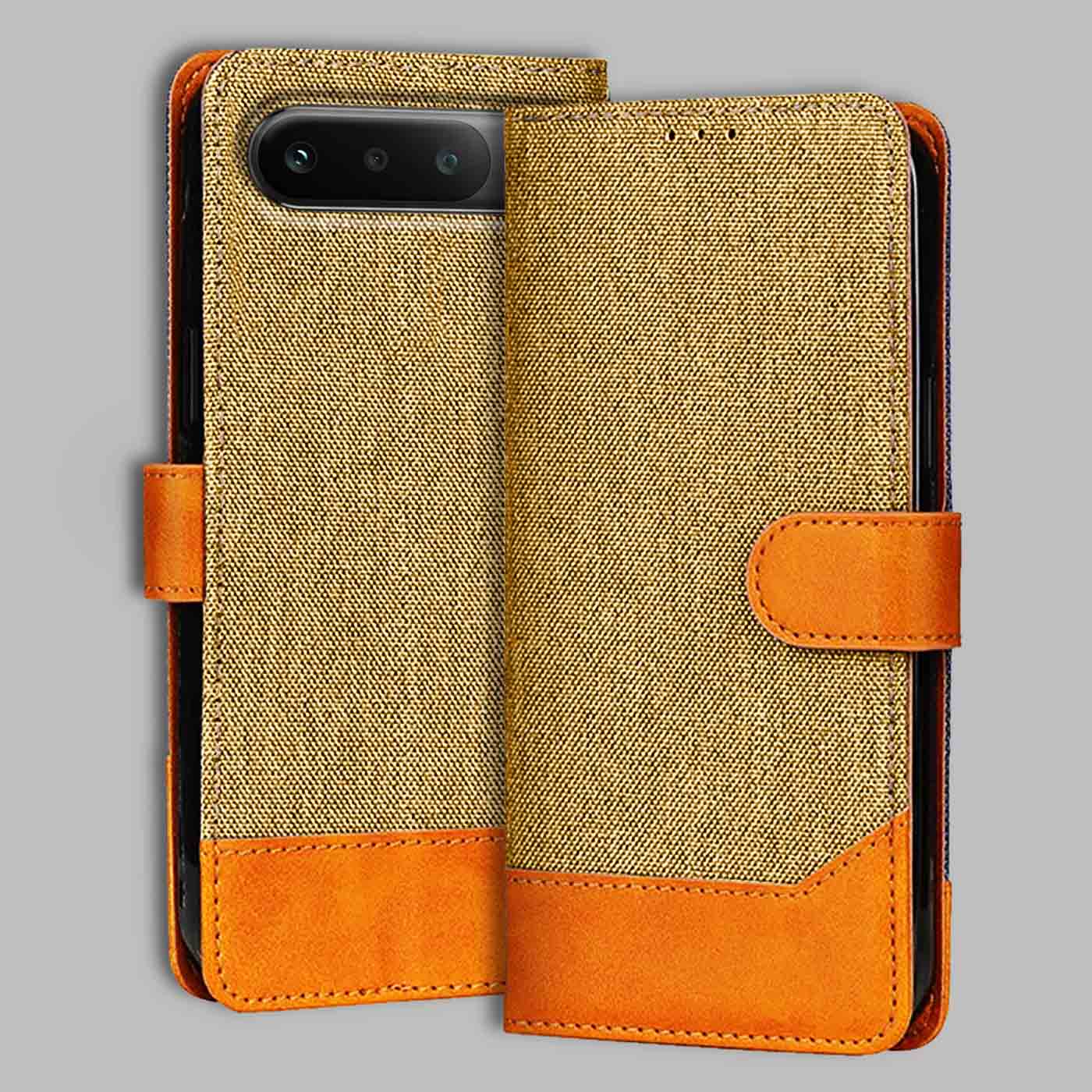 Realme 16 5G flip cover in Light Brown — front view by Accesorios
