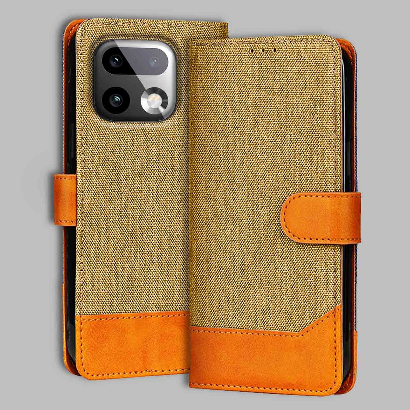 Accesorios Realme 16 Pro Plus 5G denim flip cover – Light Brown – Image 1 #color_light b