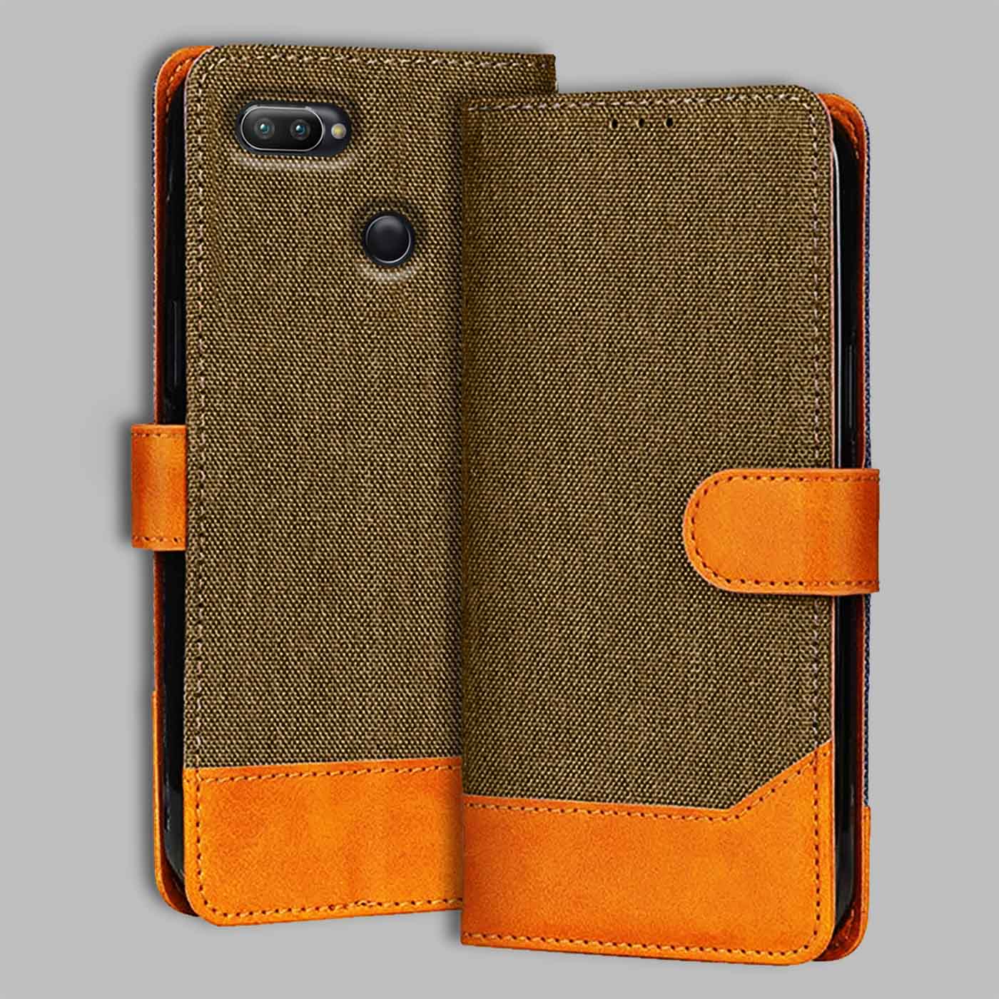 Accesorios Realme 2 Pro denim flip cover – Dark Brown – Image 1 #color_dark b