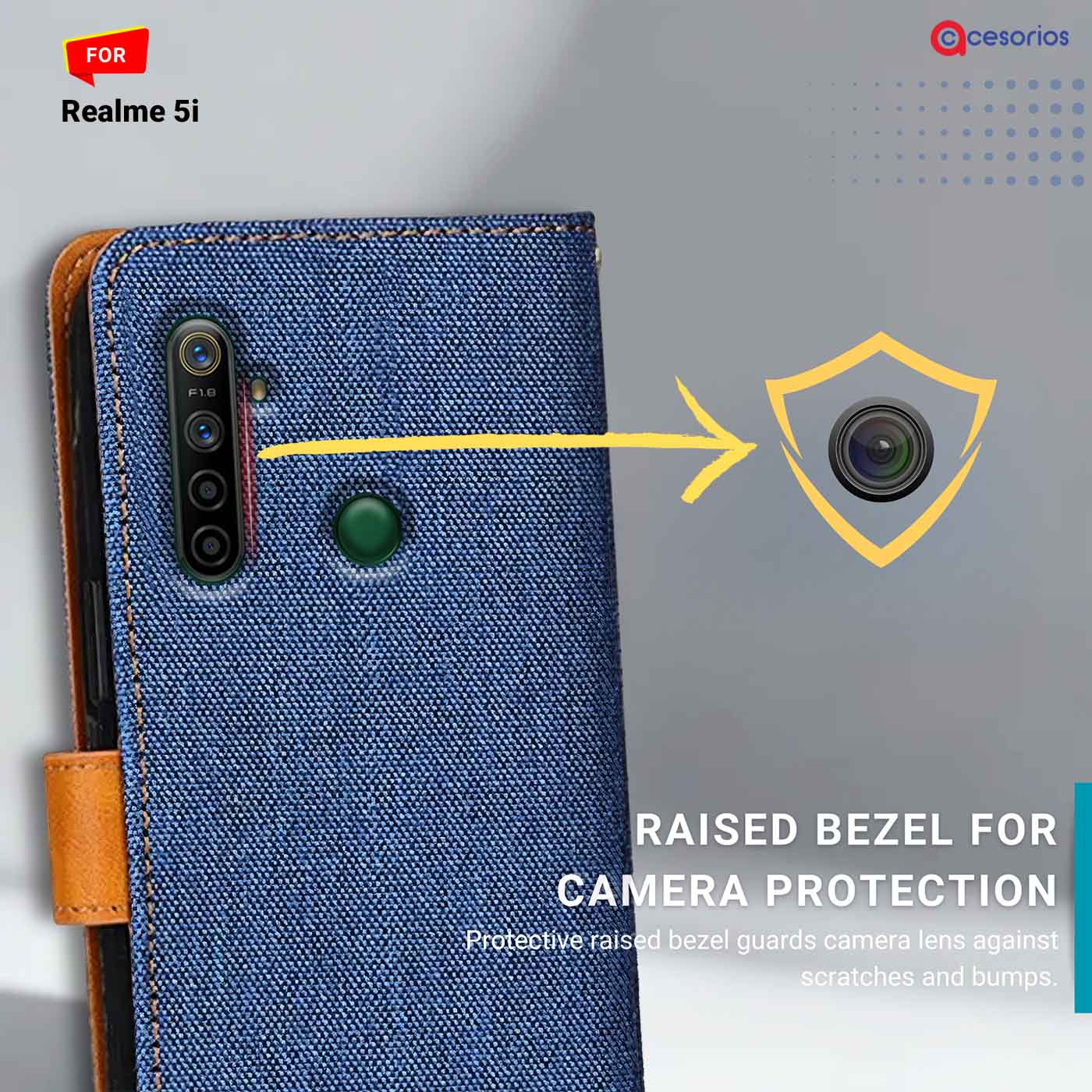 Accesorios Realme 5I denim flip cover – Blue – Image 2 #color_