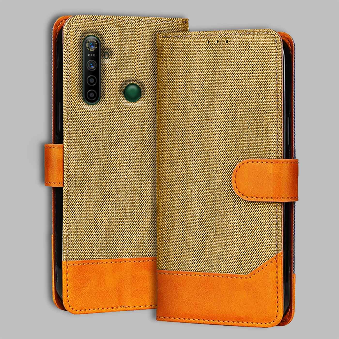 Accesorios Realme 5I denim flip cover – Light Brown – Image 1 #color_light b