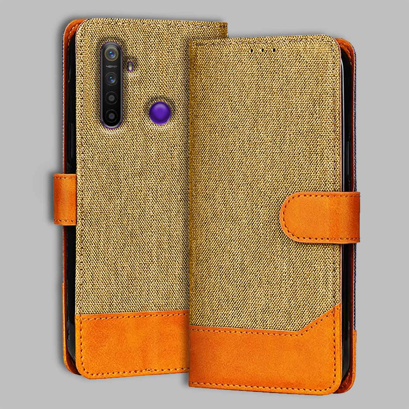 Accesorios Realme 5S denim flip cover – Light Brown – Image 1 #color_light b