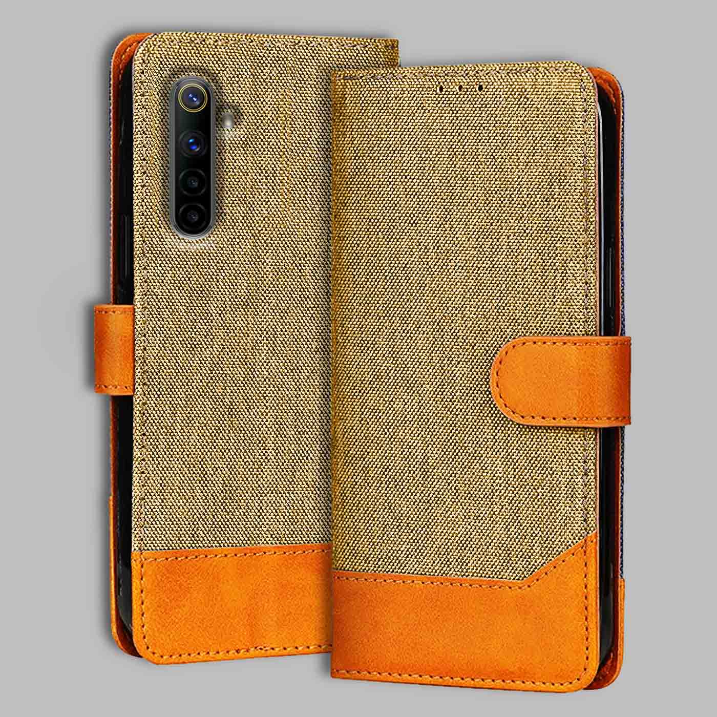 Accesorios Realme 6 denim flip cover – Light Brown – Image 1 #color_light b