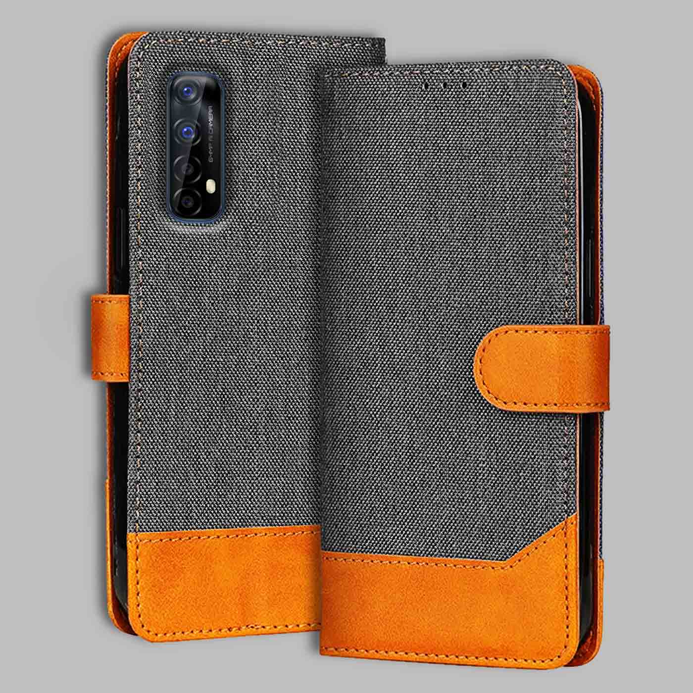 Accesorios Realme 7 denim flip cover – Grey – Image 1 #color_