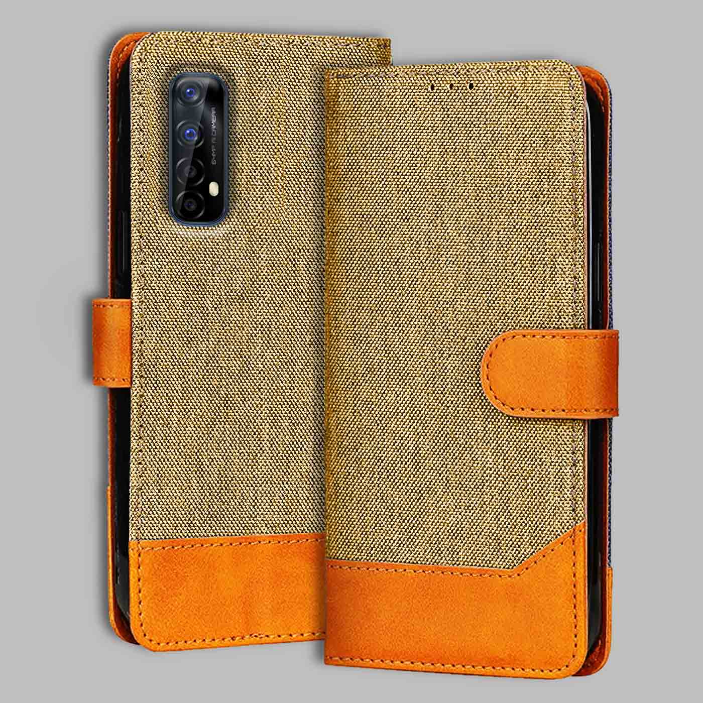 Accesorios Realme 7 denim flip cover – Light Brown – Image 1 #color_light b