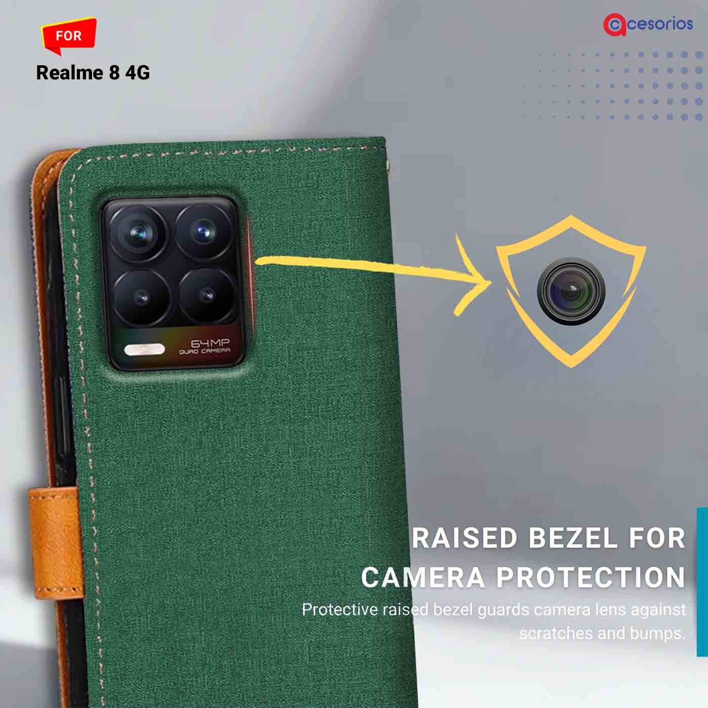 Accesorios Realme 8 4G denim flip cover – Green – Image 2 #color_g