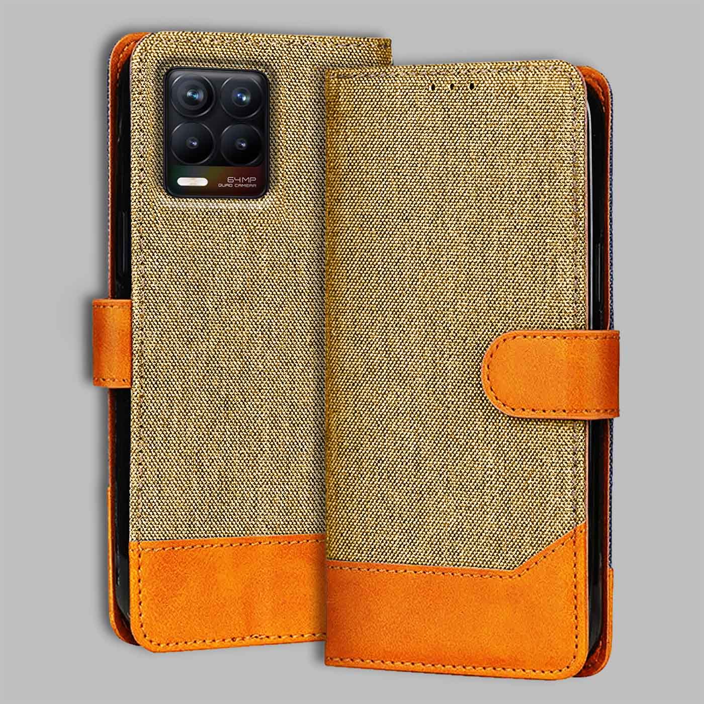 Accesorios Realme 8 4G denim flip cover – Light Brown – Image 1 #color_light b