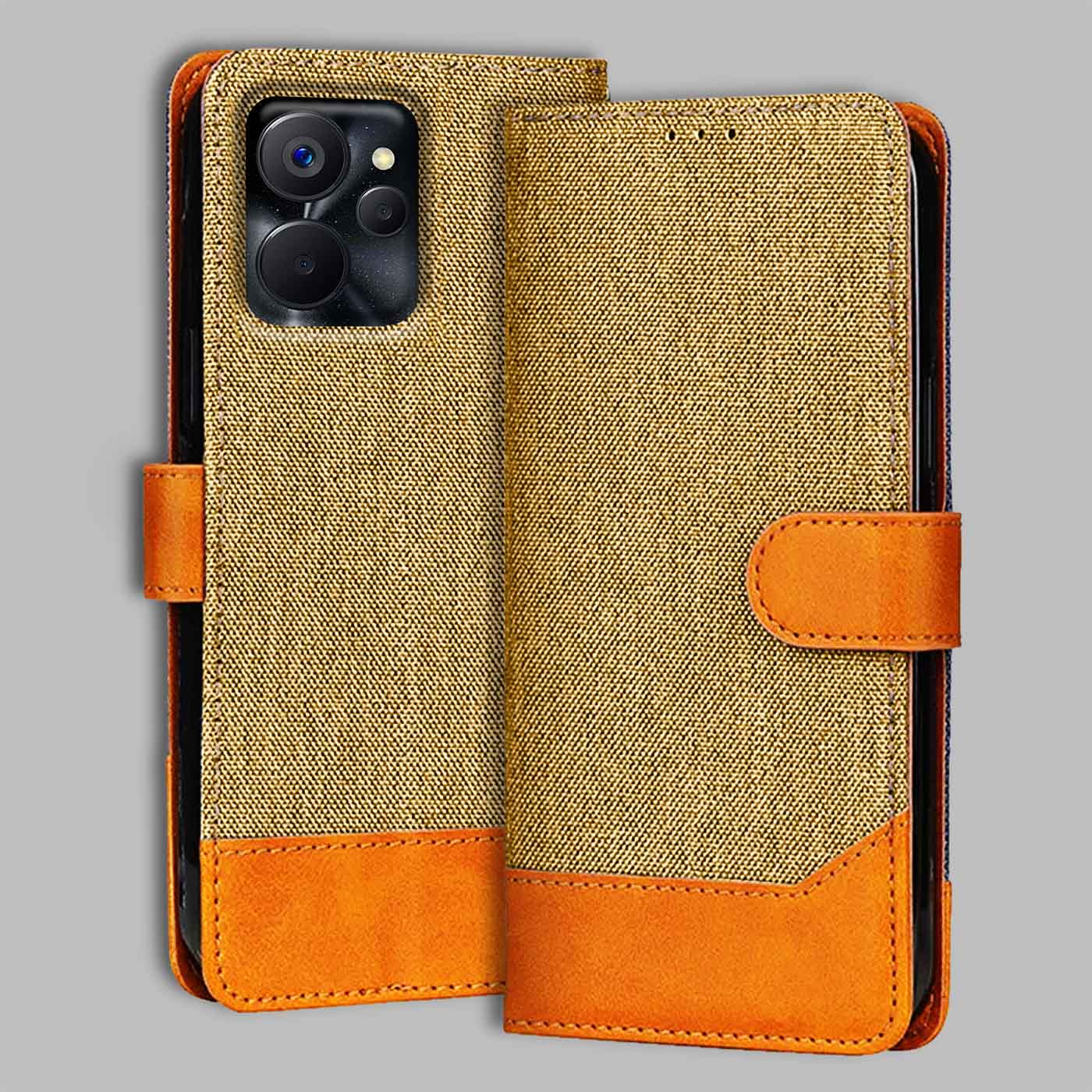 Accesorios Realme 9I 5G denim flip cover – Light Brown – Image 1 #color_light b