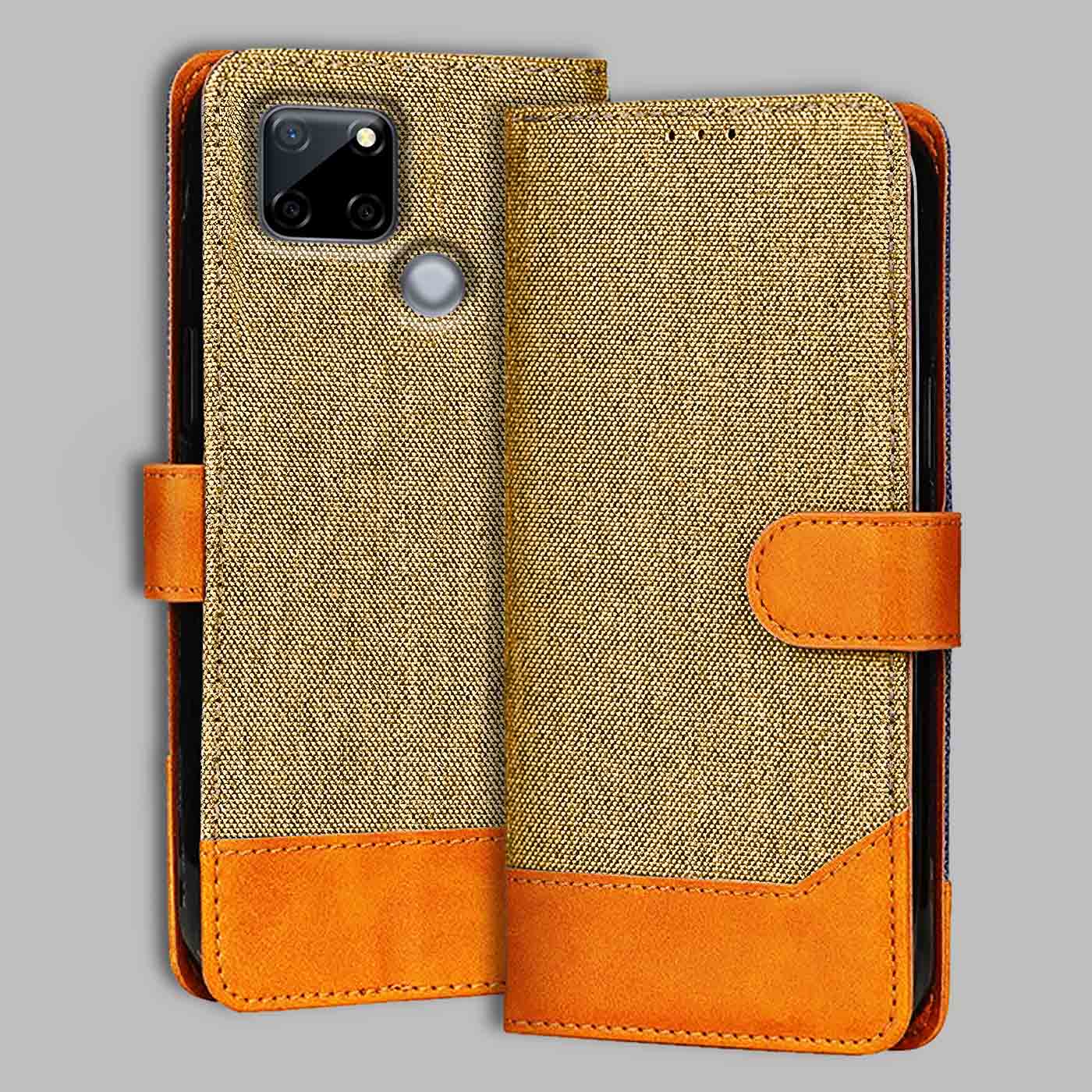 Accesorios Realme C12 denim flip cover – Light Brown – Image 1 #color_light b