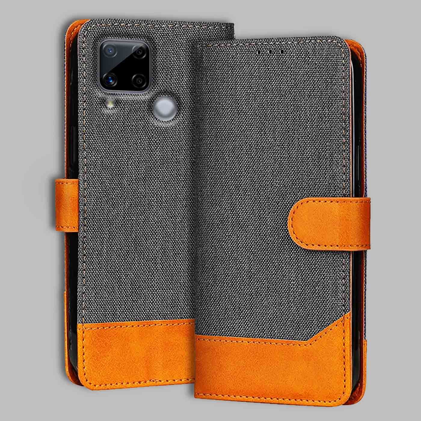 Accesorios Realme C15 denim flip cover – Grey – Image 1 #color_