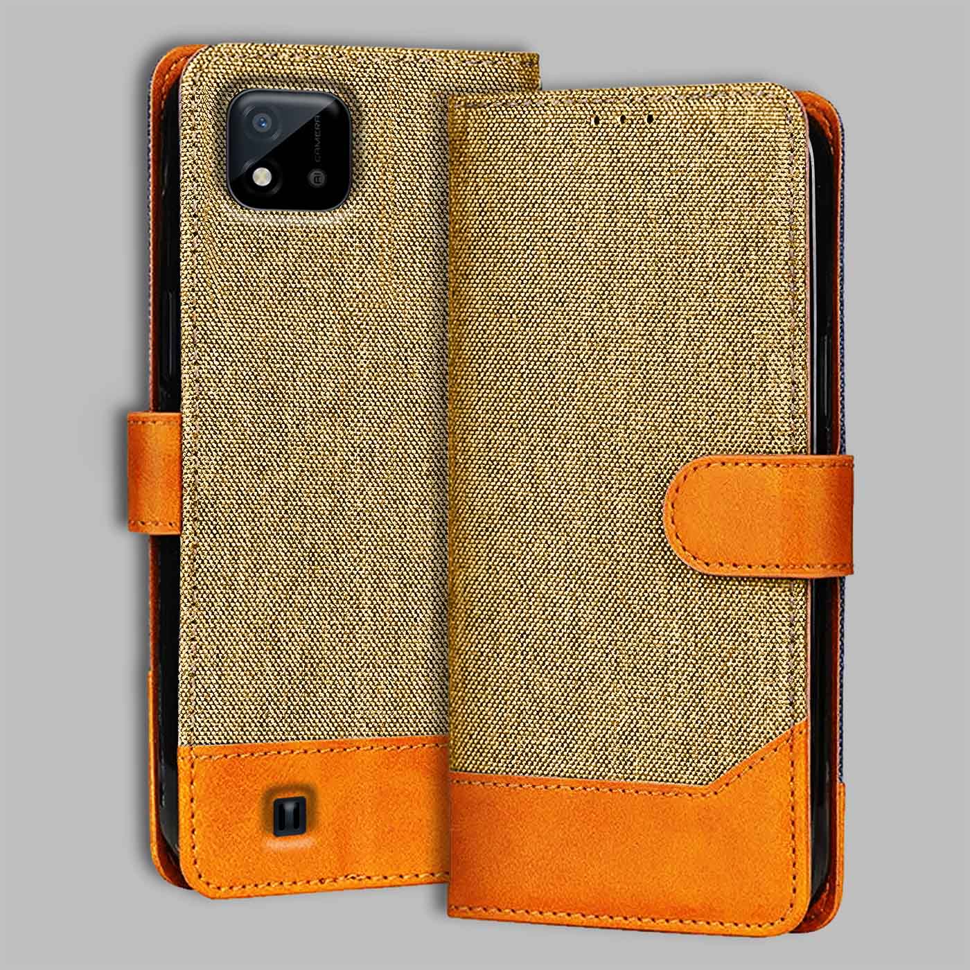 Accesorios Realme C20 denim flip cover – Light Brown – Image 1 #color_light b