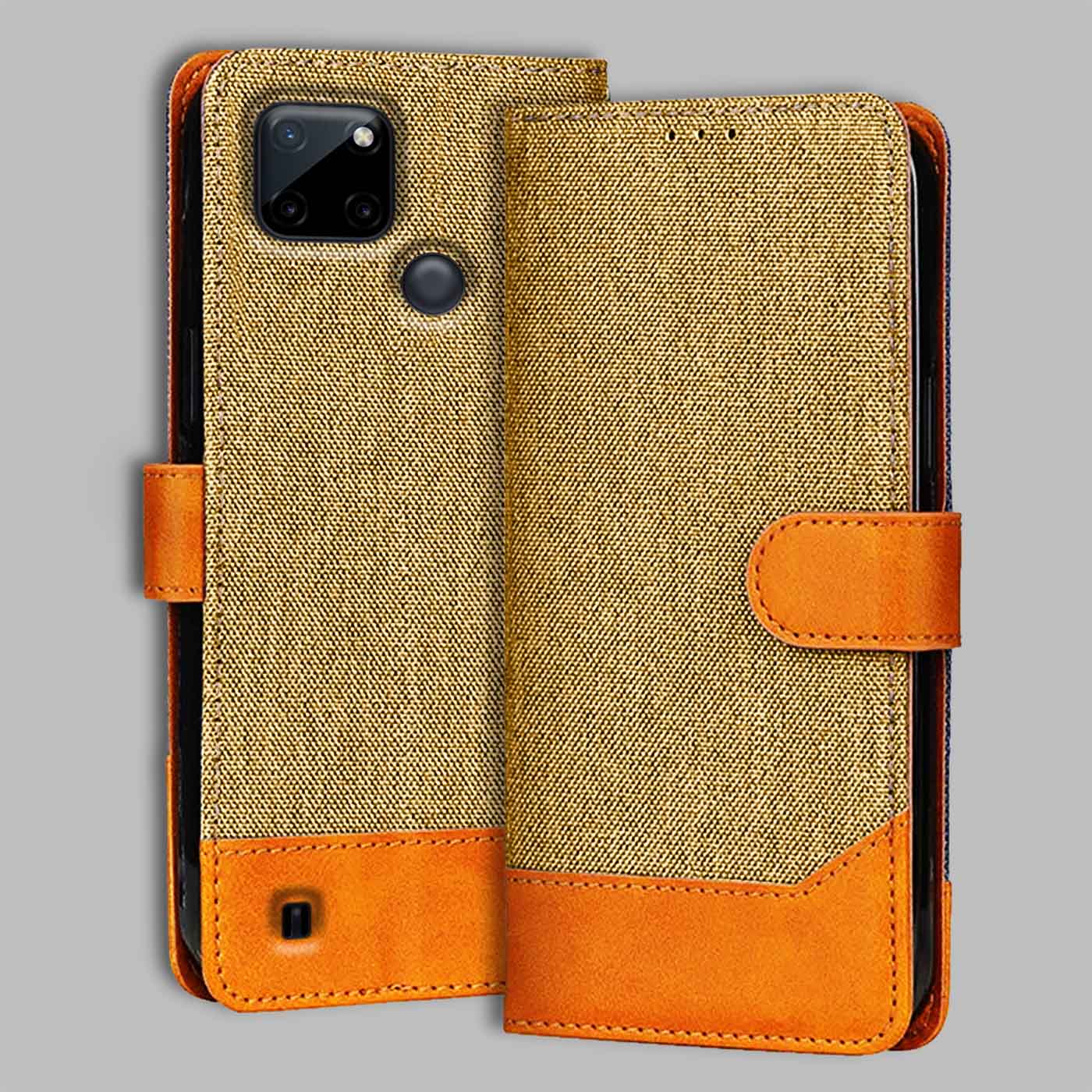 Accesorios Realme C21Y denim flip cover – Light Brown – Image 1 #color_light b