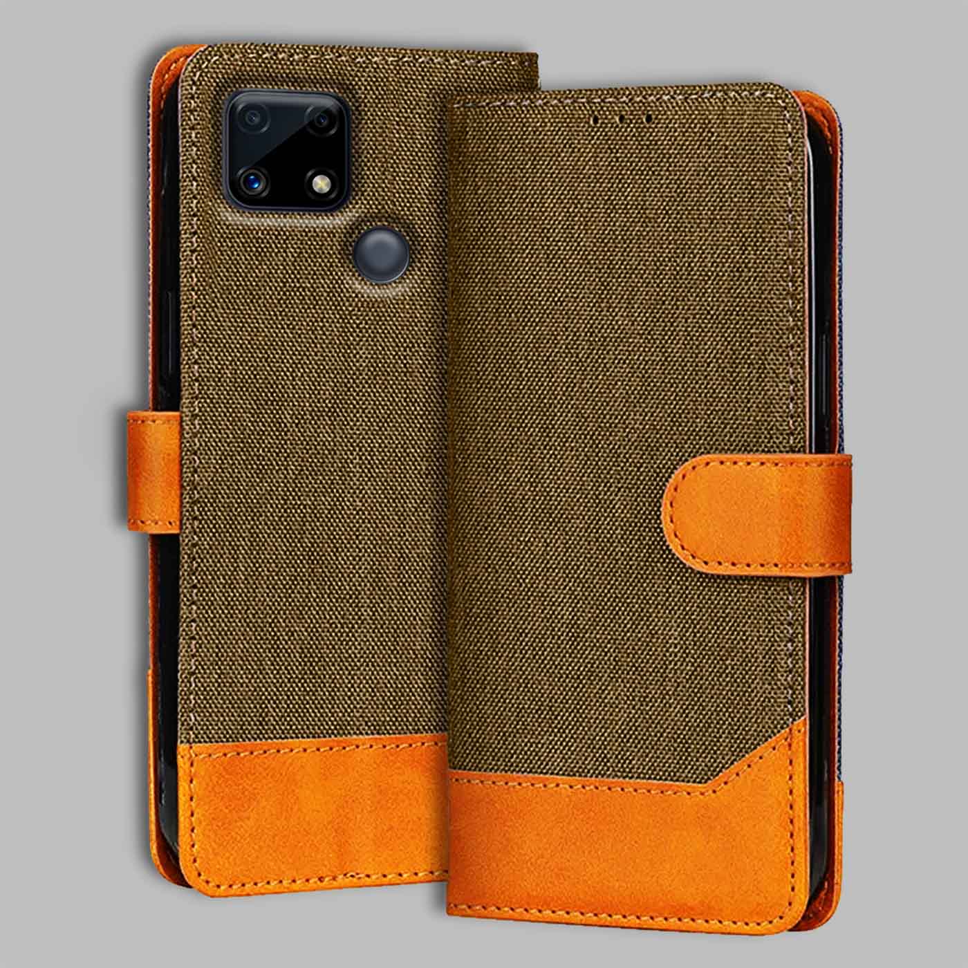 Accesorios Realme C25S denim flip cover – Dark Brown – Image 1 #color_dark b