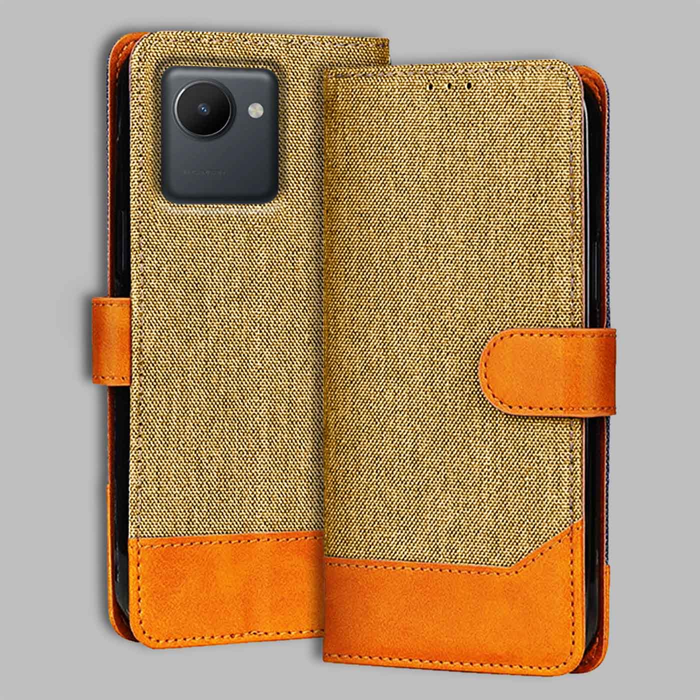 Accesorios Realme C30S denim flip cover – Light Brown – Image 1 #color_light b