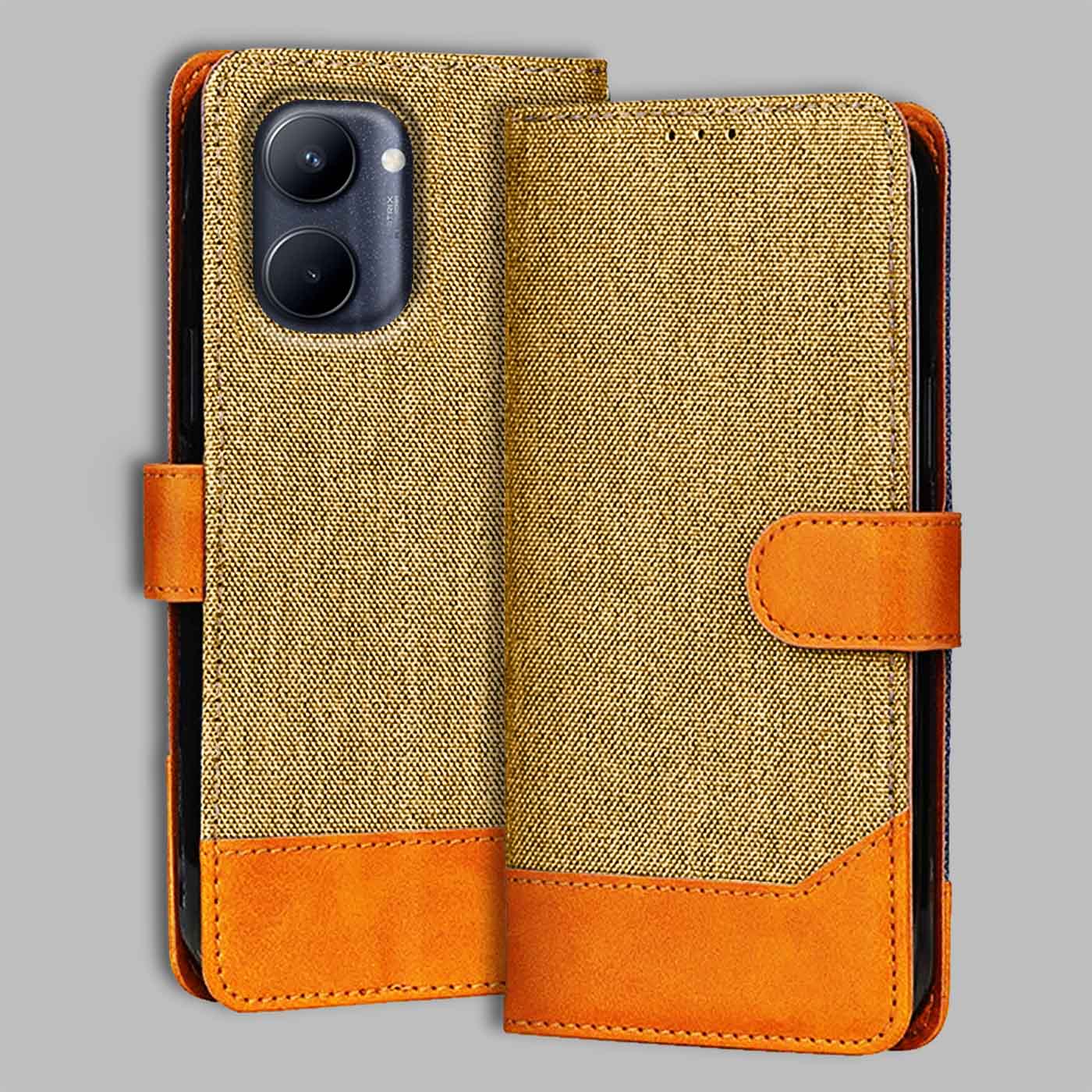 Accesorios Realme C33 denim flip cover – Light Brown – Image 1 #color_light b