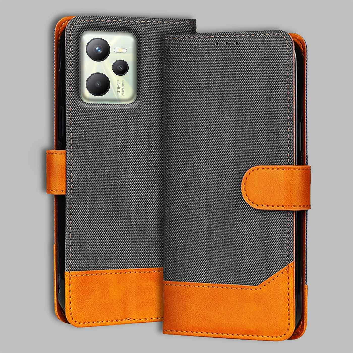 Accesorios Realme C35 denim flip cover – Grey – Image 1 #color_