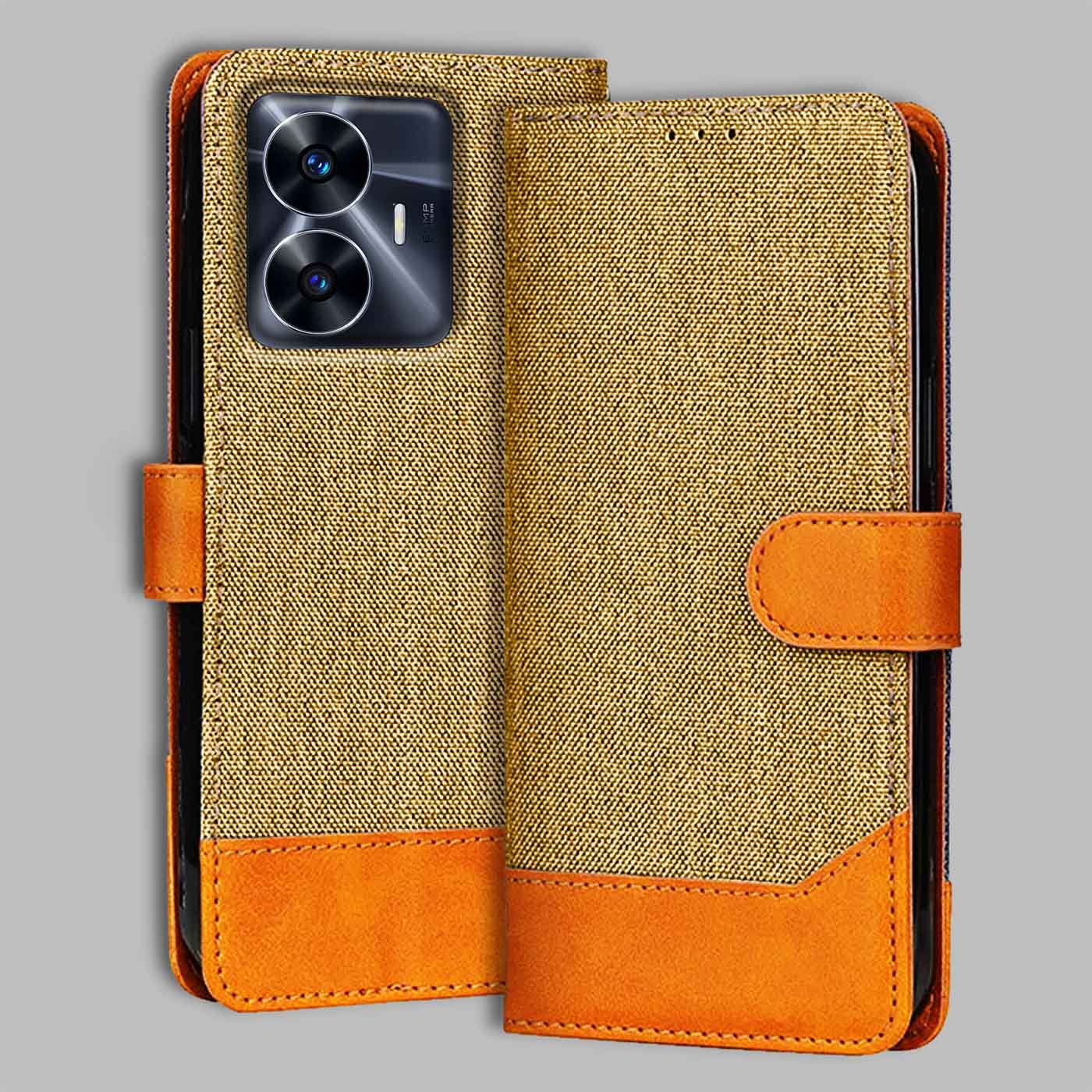 Accesorios Realme C55 denim flip cover – Light Brown – Image 1 #color_light b