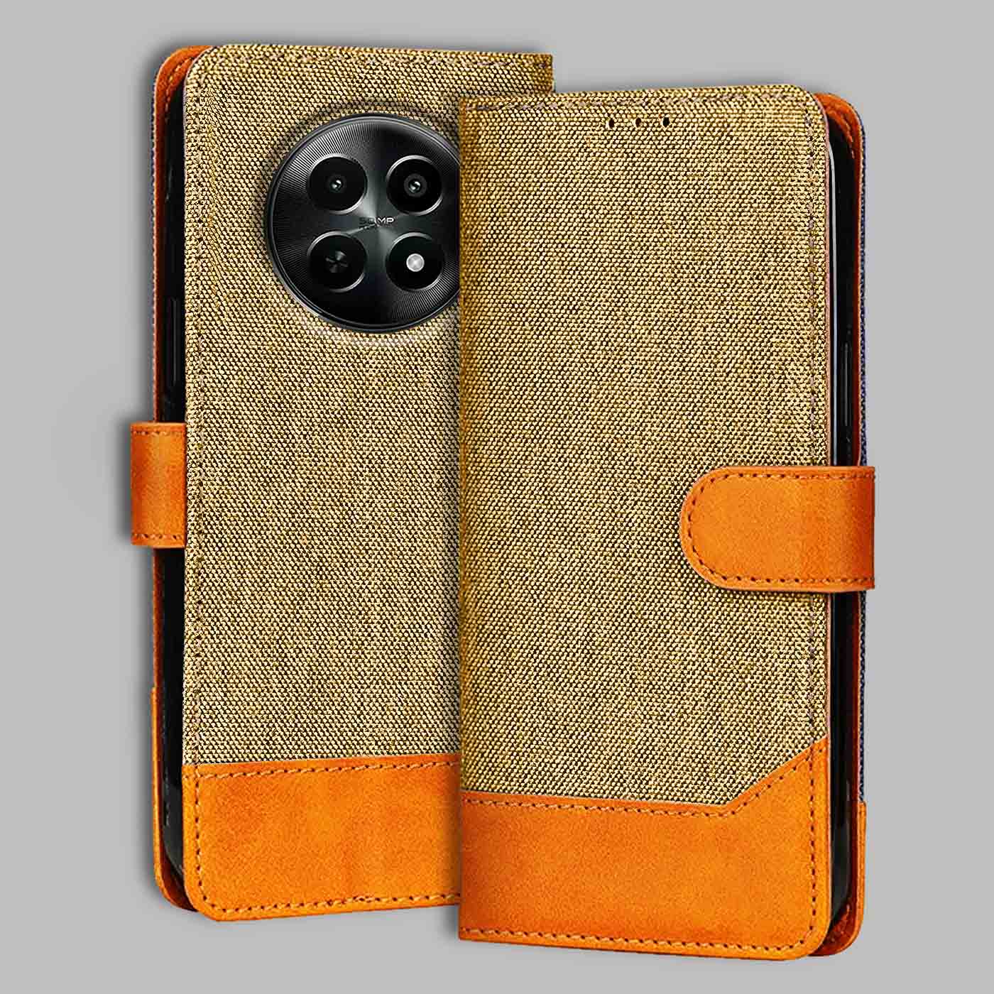 Accesorios Realme C65 denim flip cover – Light Brown – Image 1 #color_light b